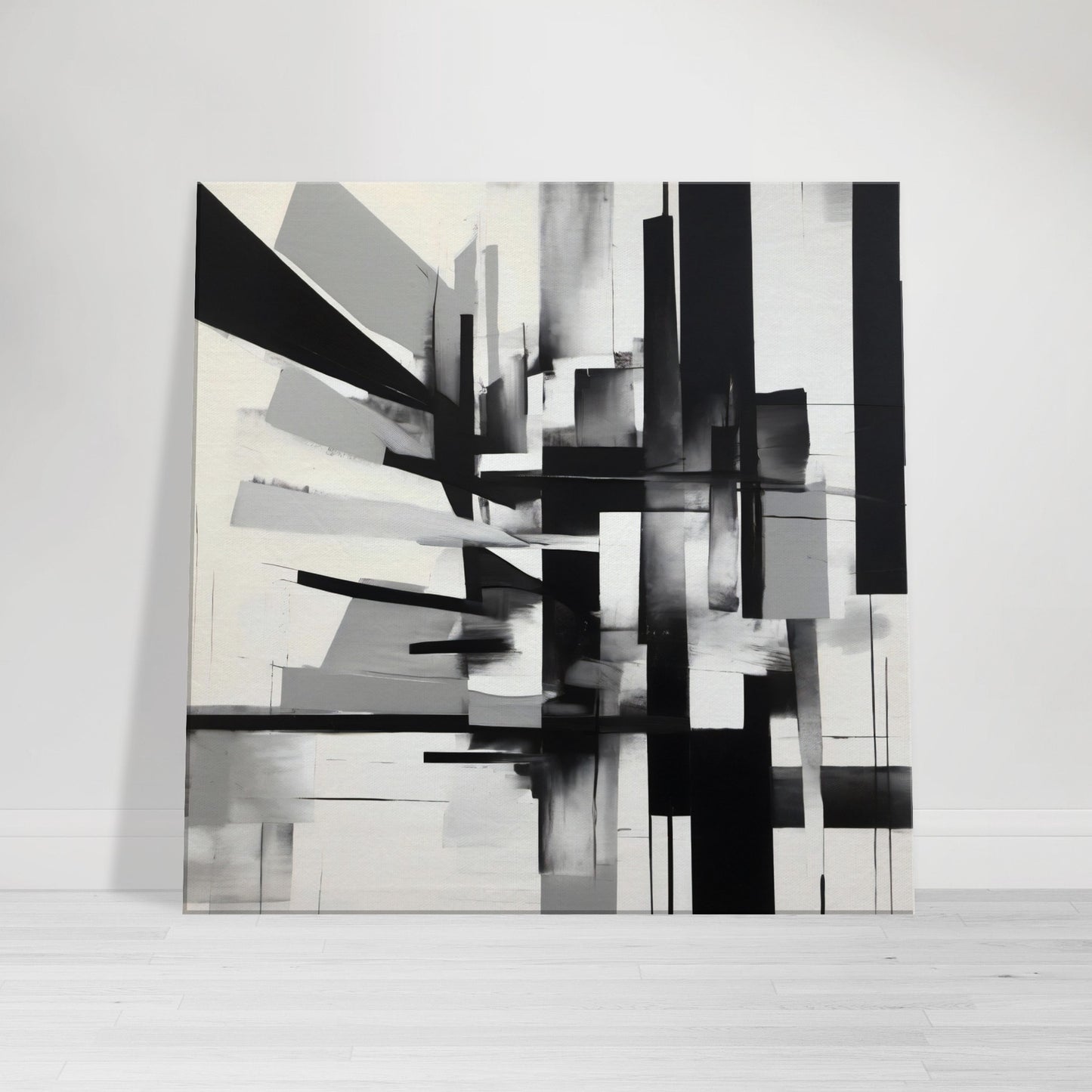 tableau abstrait contemporain en noir et blanc