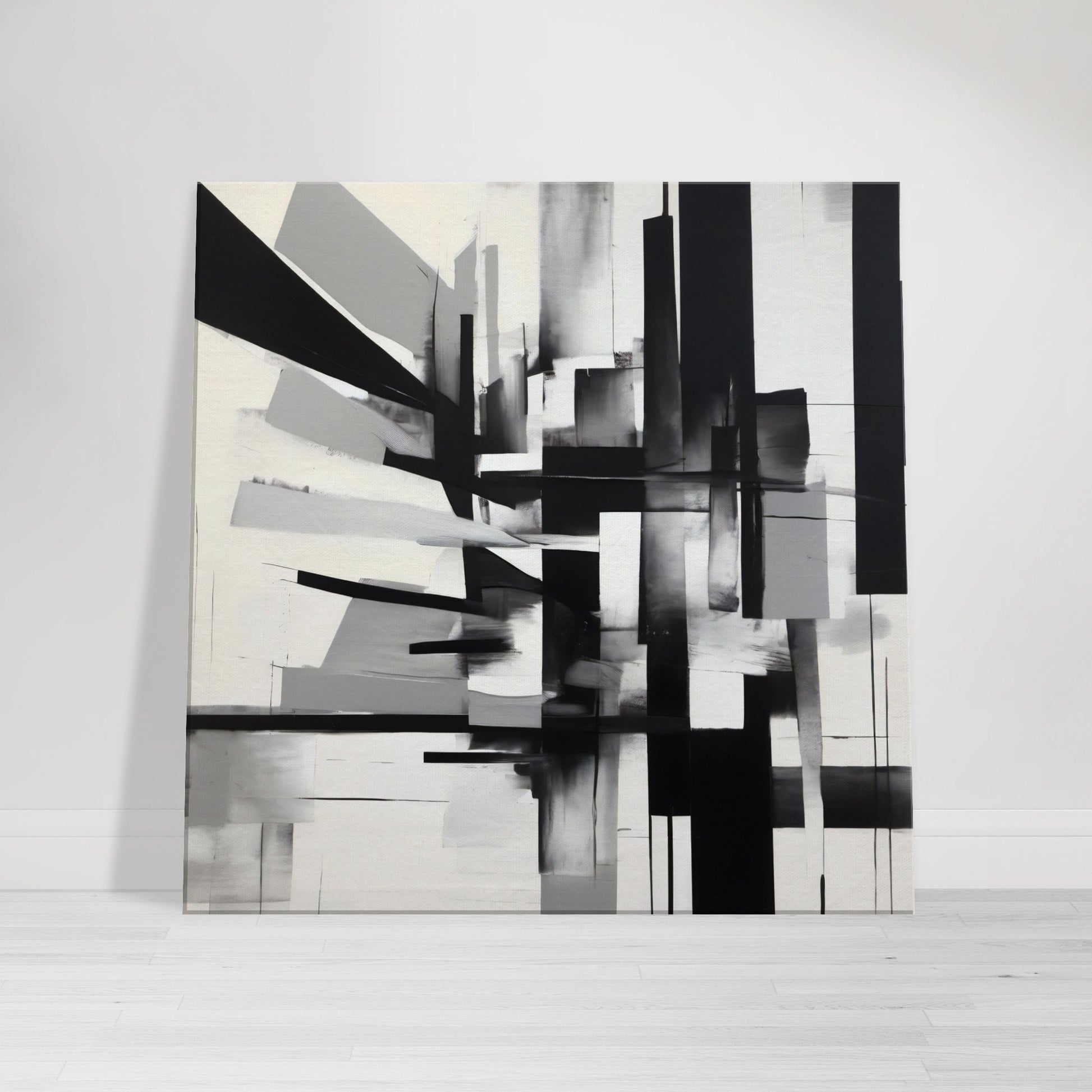 tableau abstrait contemporain en noir et blanc