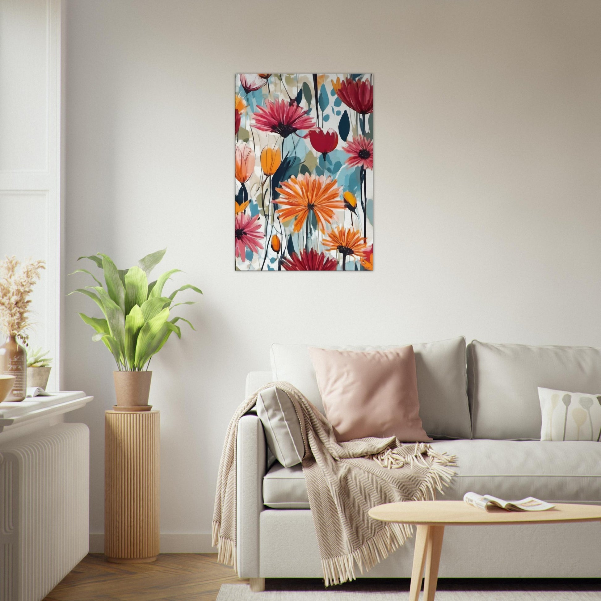tableau de fleurs contemporain pour le salon