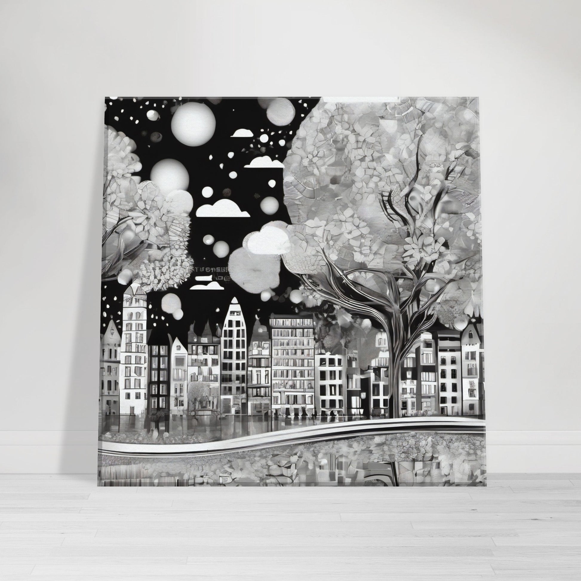 tableau design ville noir et blanc