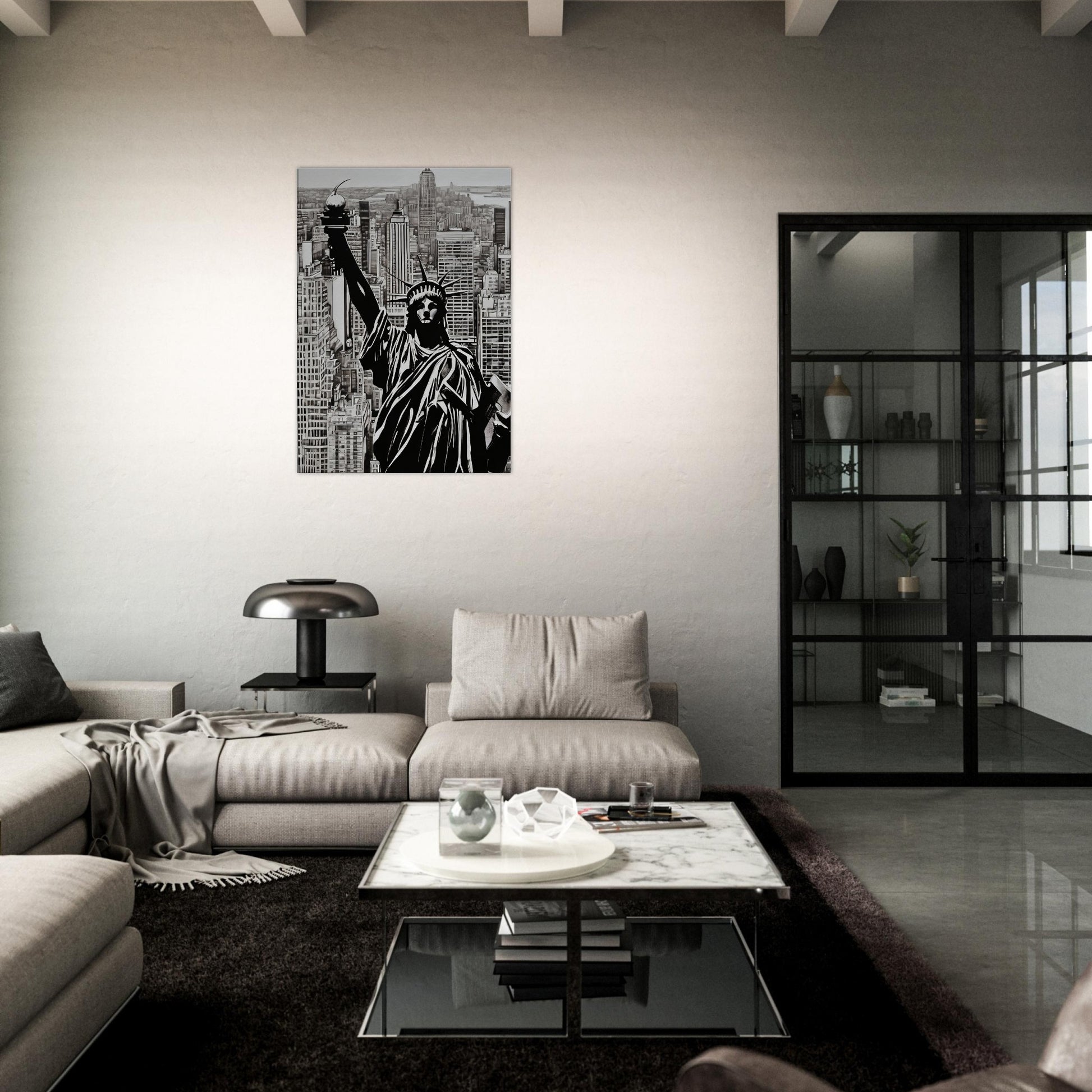 tableau de new york en noir et blanc pour le salon