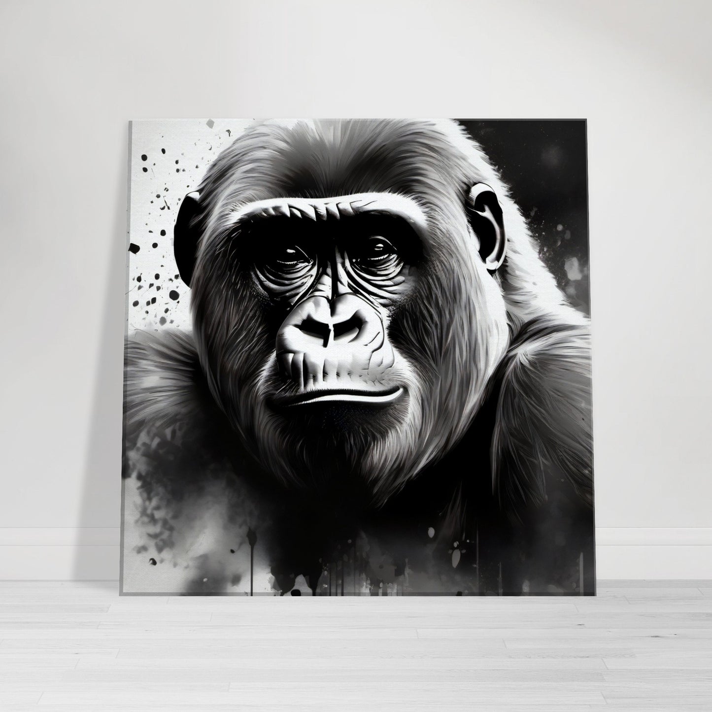 tableau de gorille en noir et blanc