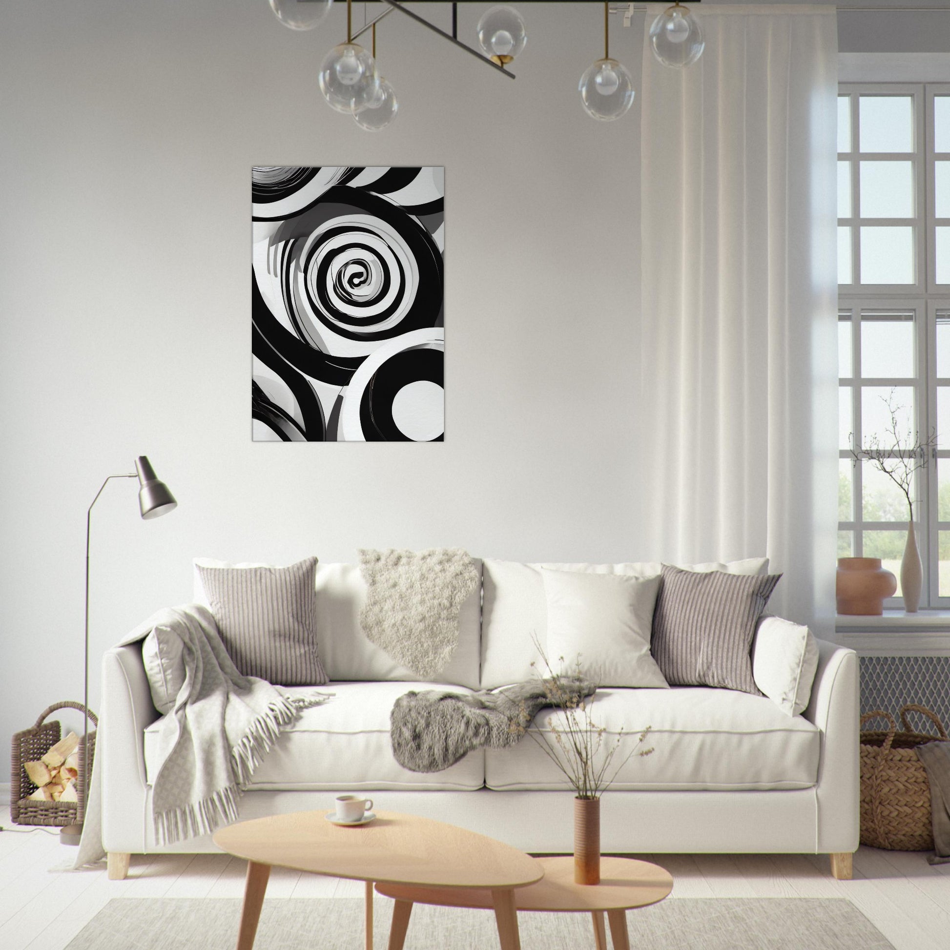 tableau abstrait en noir et blanc salon