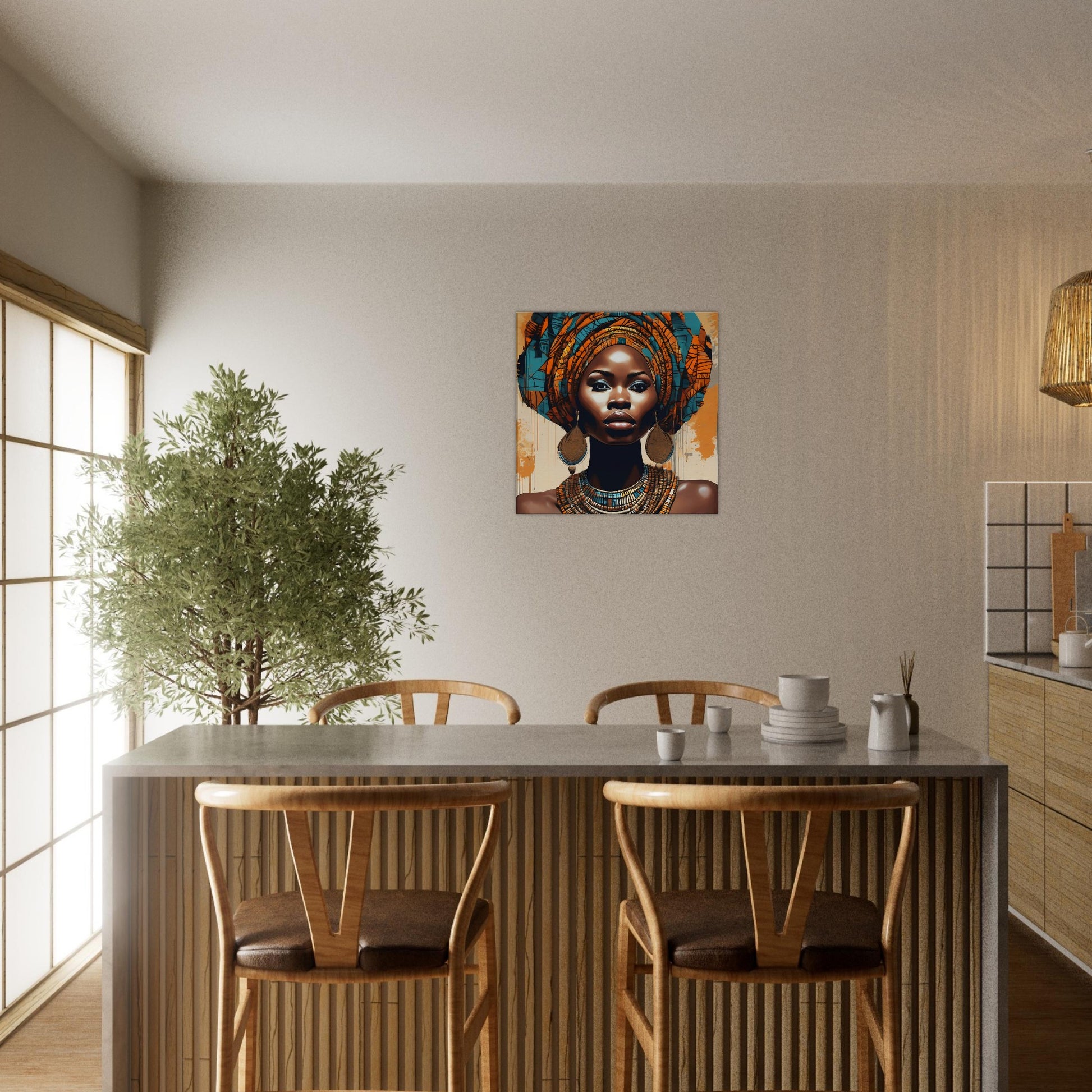 tableau femme afrique dans la cuisine