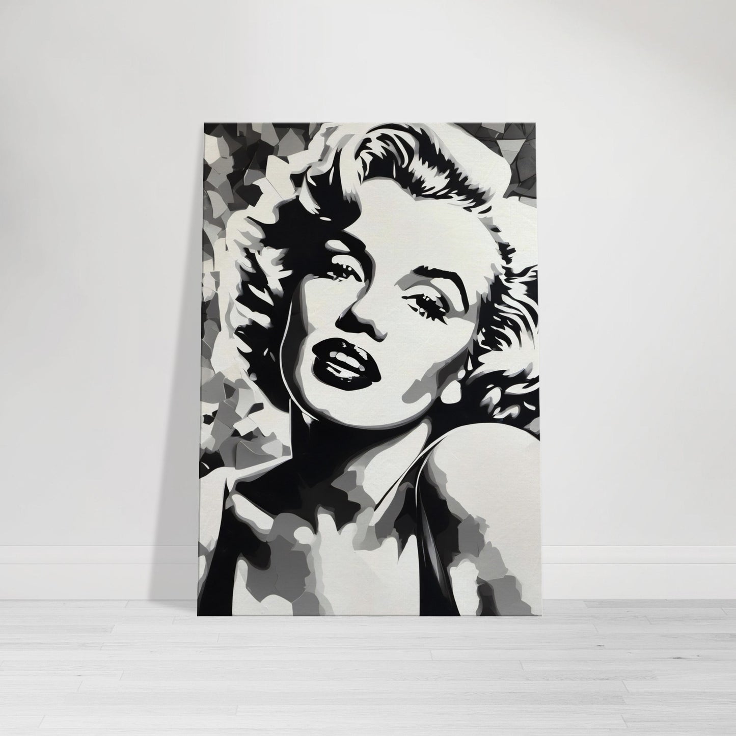 tableau de marilyn monroe en noir et blanc