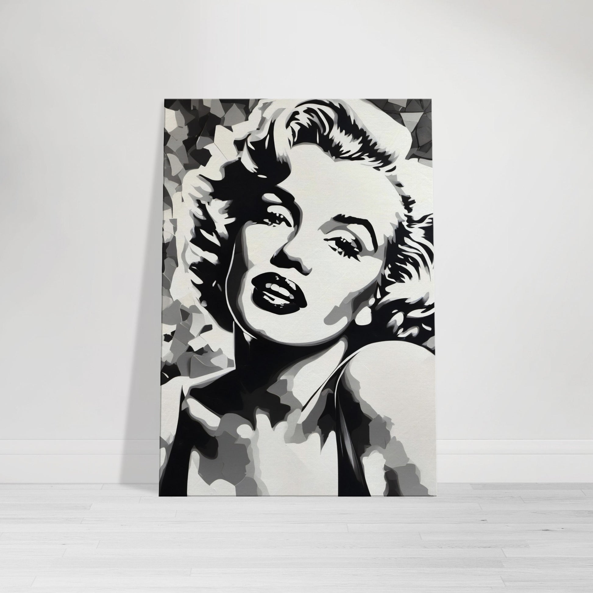 tableau de marilyn monroe en noir et blanc