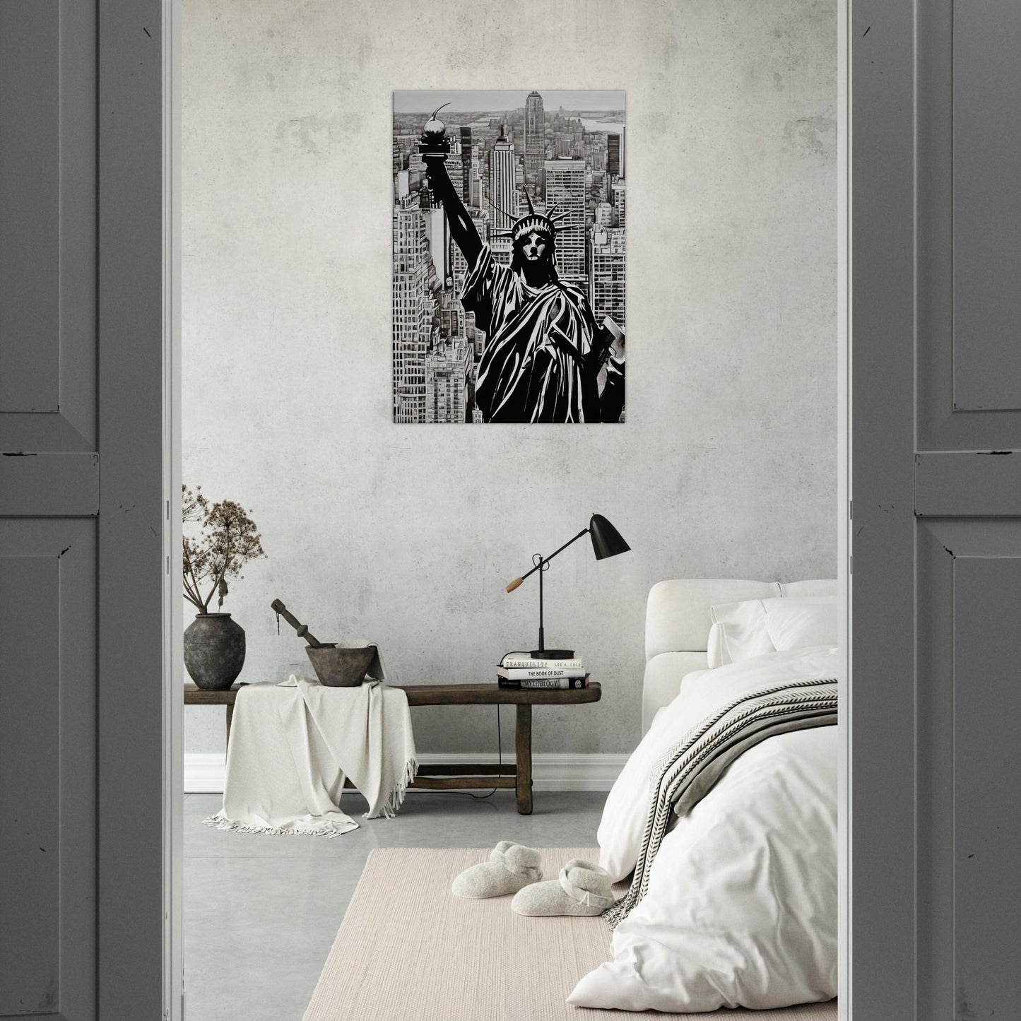 tableau de new york en noir et blanc pour la chambre