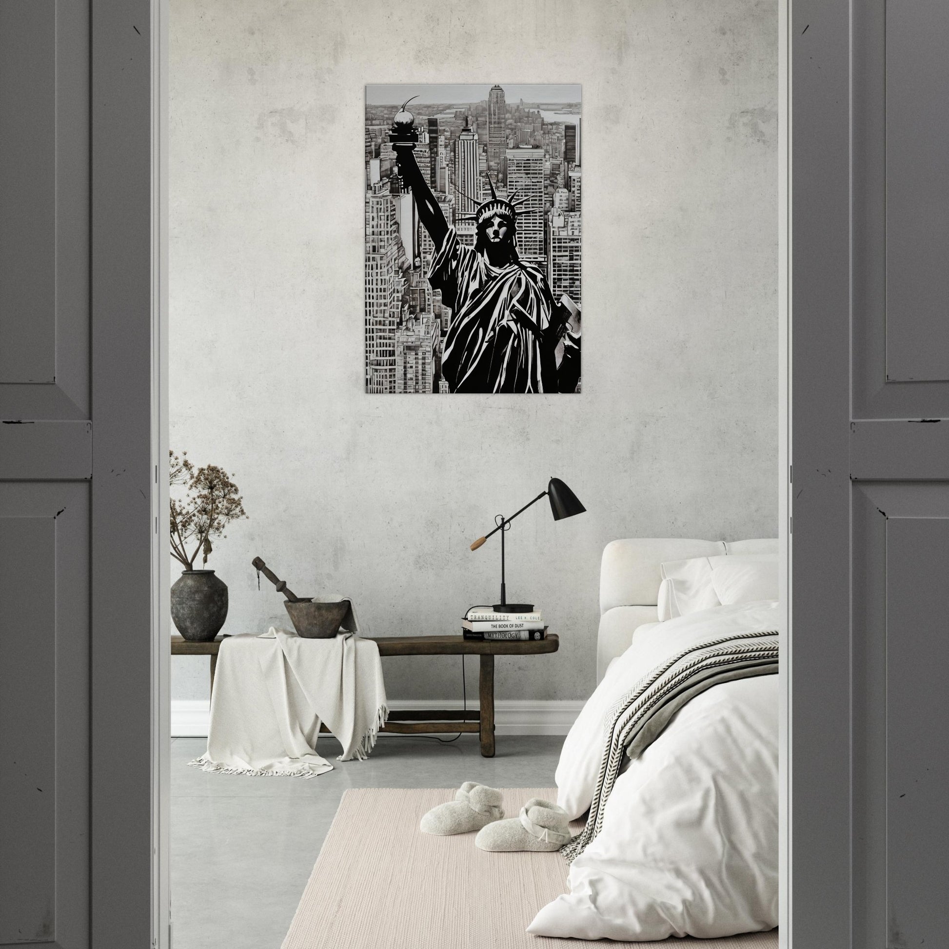 tableau de new york en noir et blanc pour la chambre