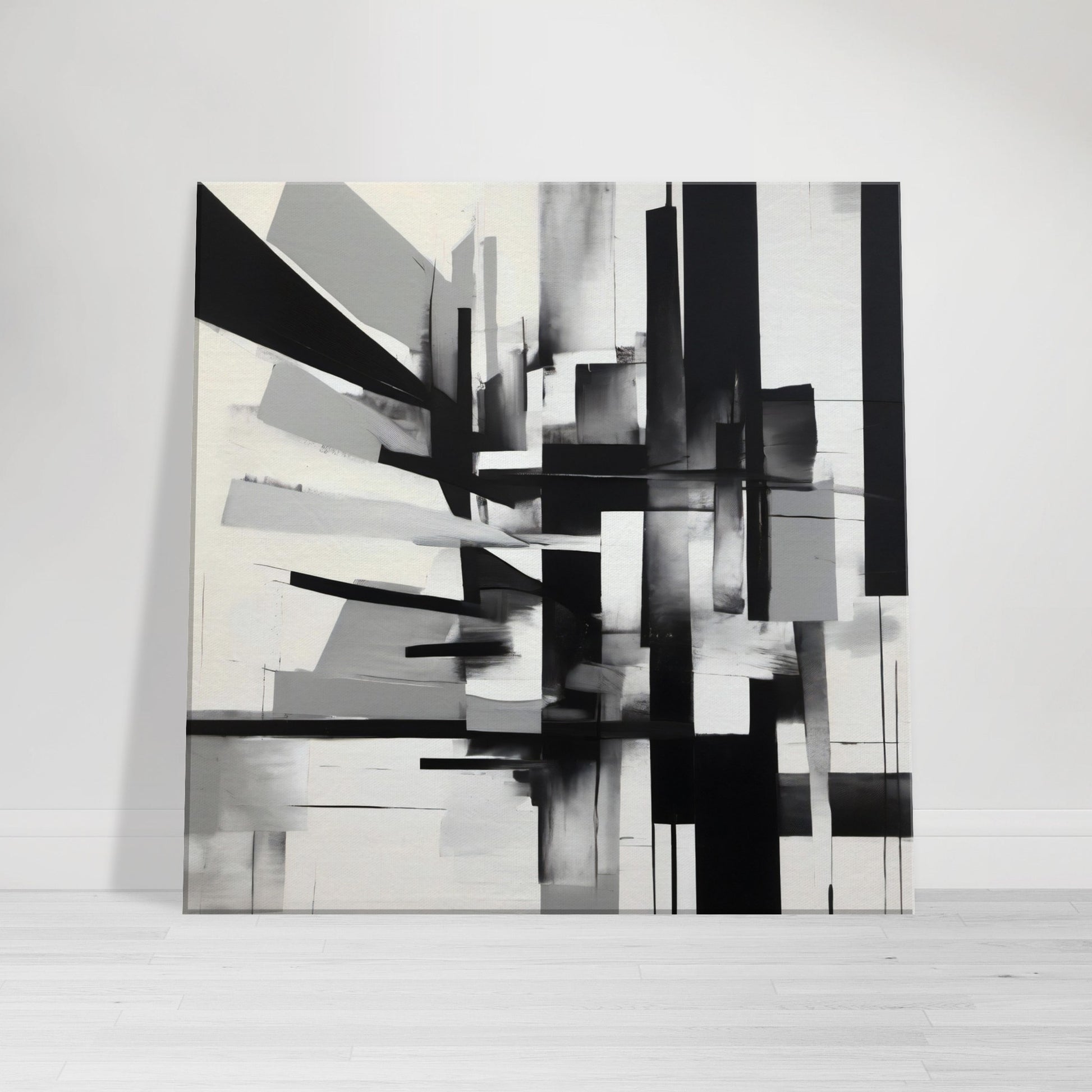 tableau abstrait contemporain en noir et blanc