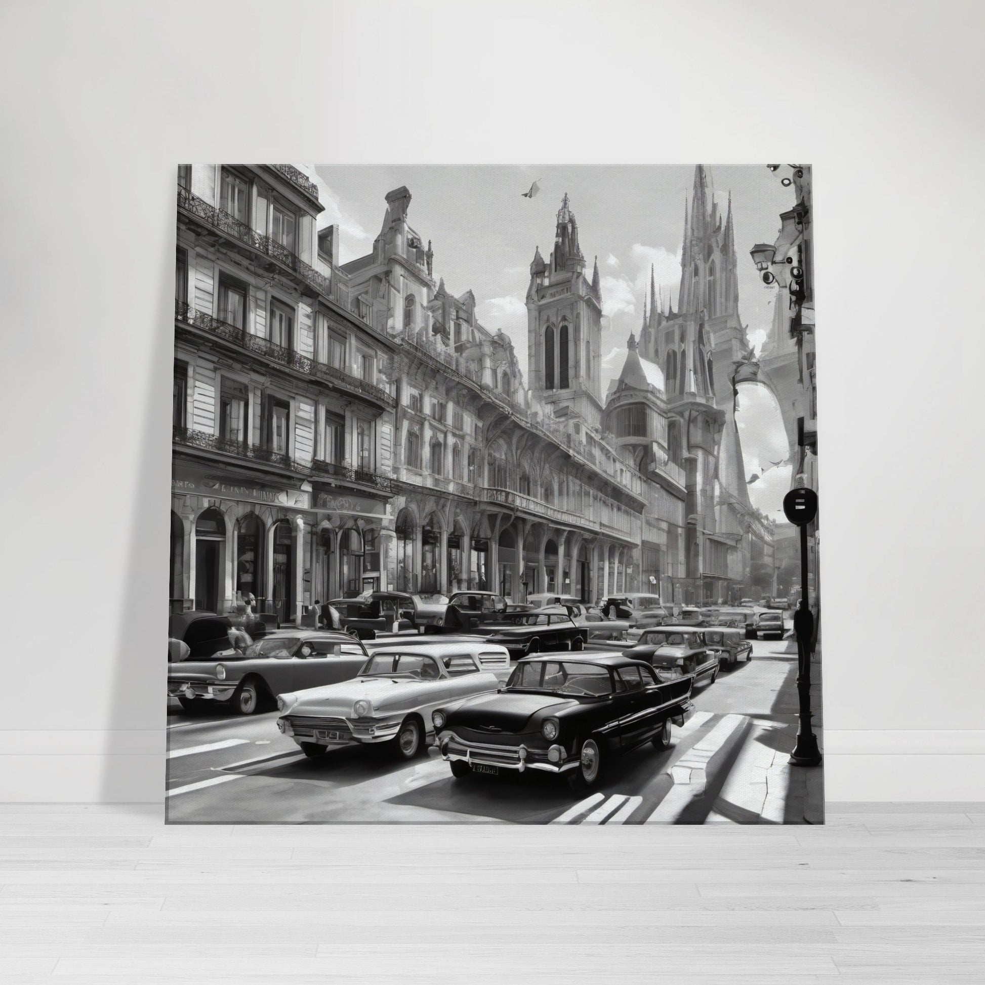Tableau vintage en noir et blanc