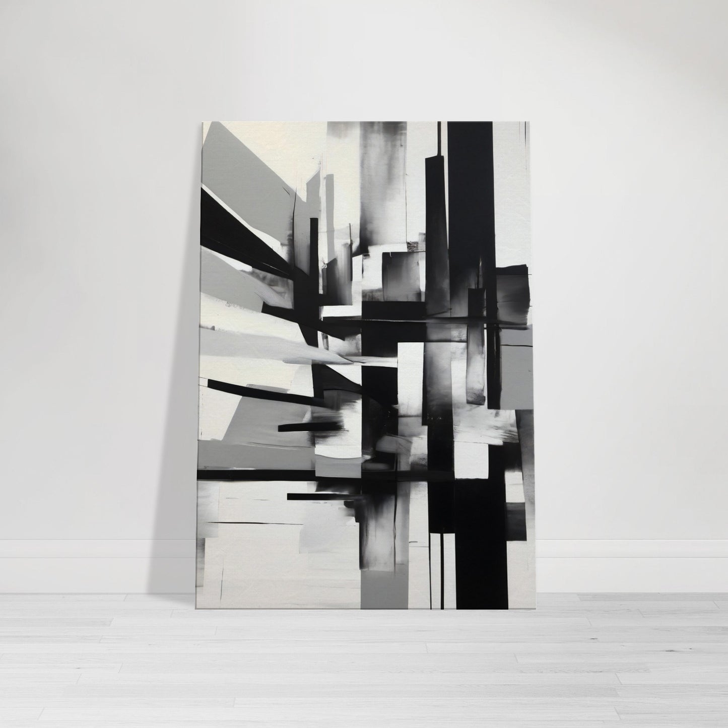 tableau abstrait contemporain en noir et blanc