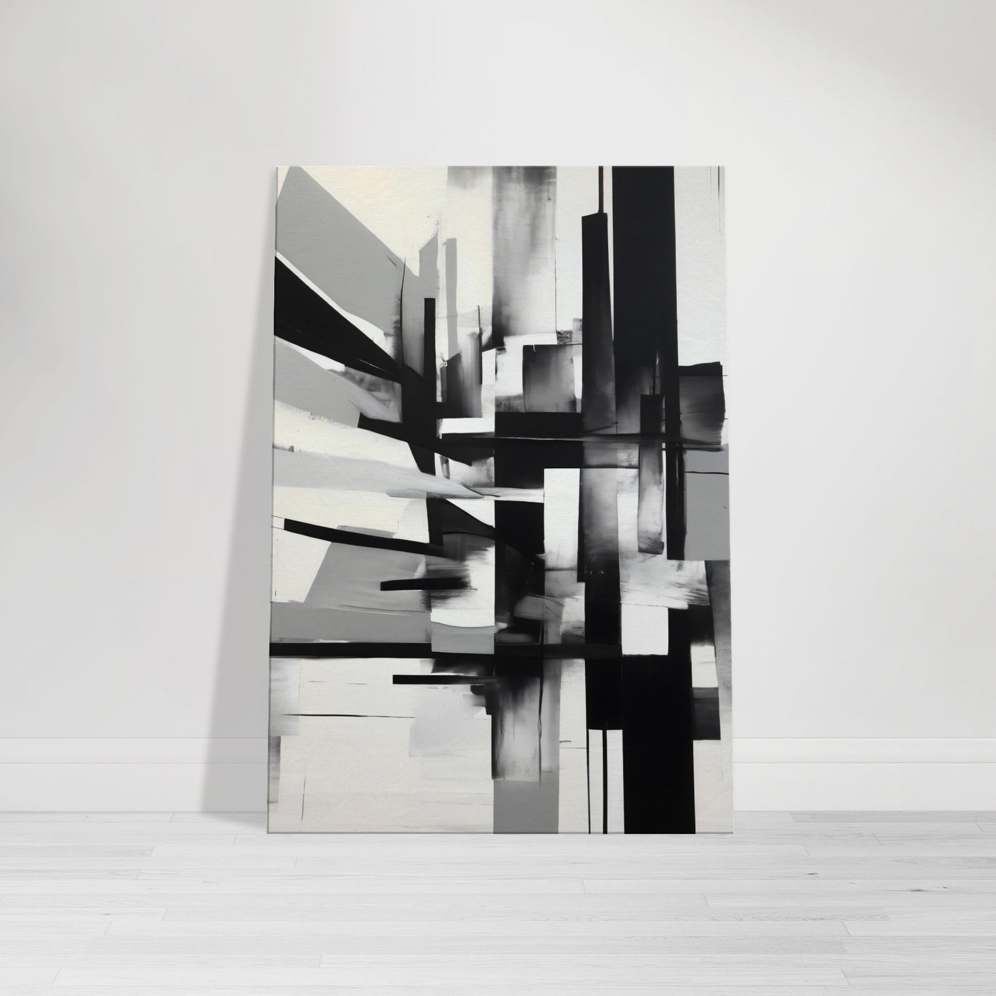 tableau abstrait contemporain en noir et blanc