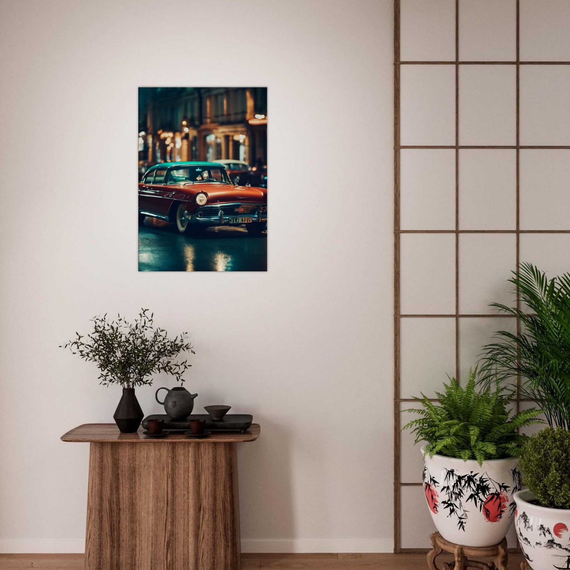 tableau voiture vintage dans la salle a manger