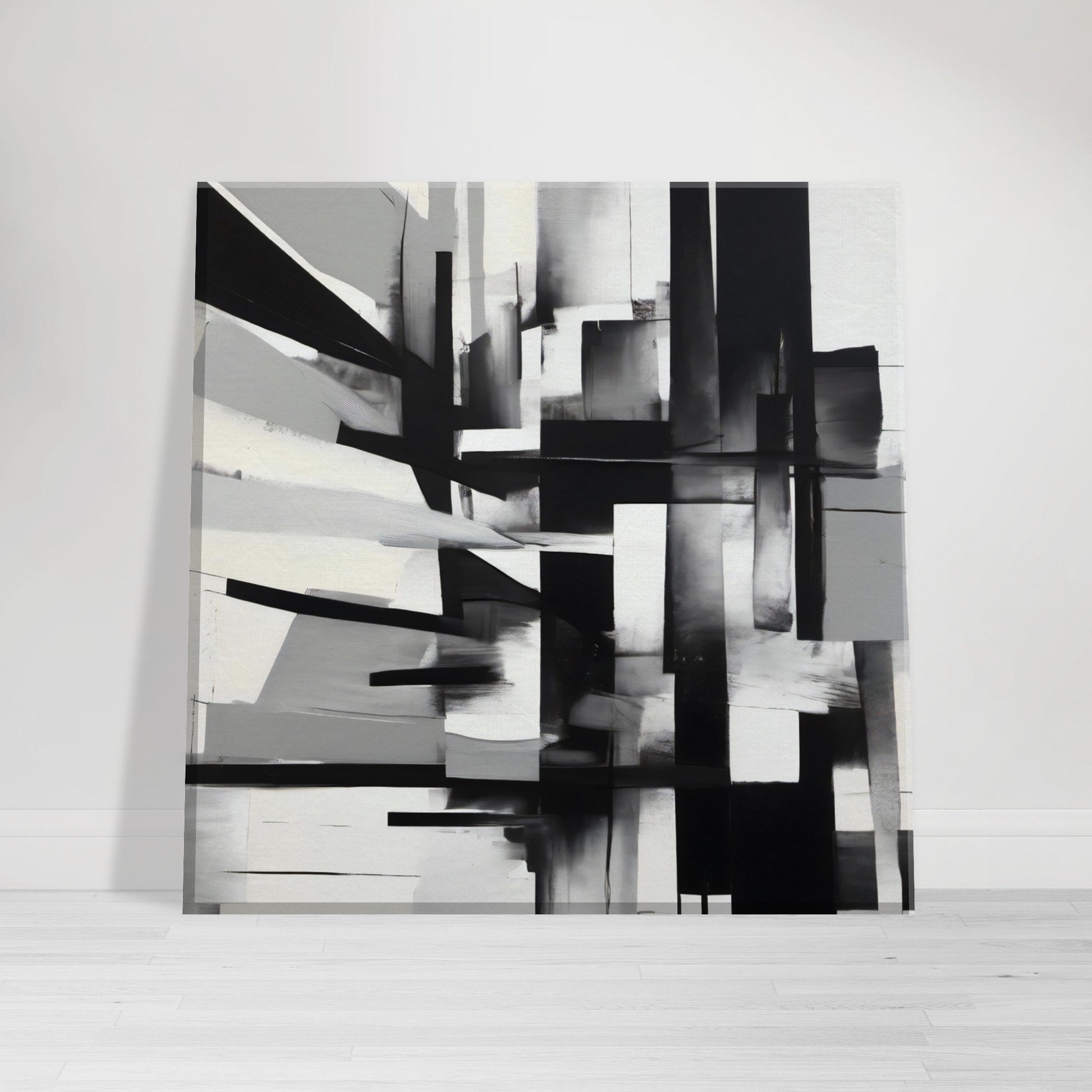 tableau abstrait contemporain en noir et blanc