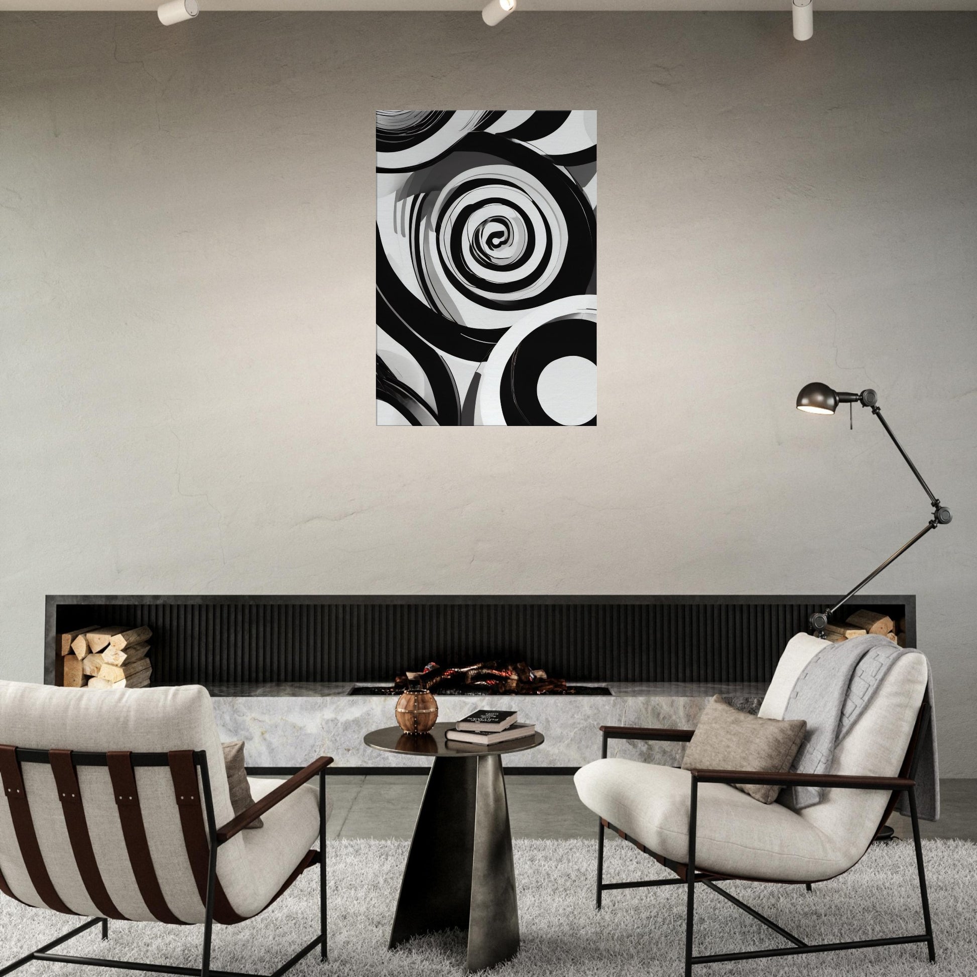 tableau abstrait en noir et blanc salon