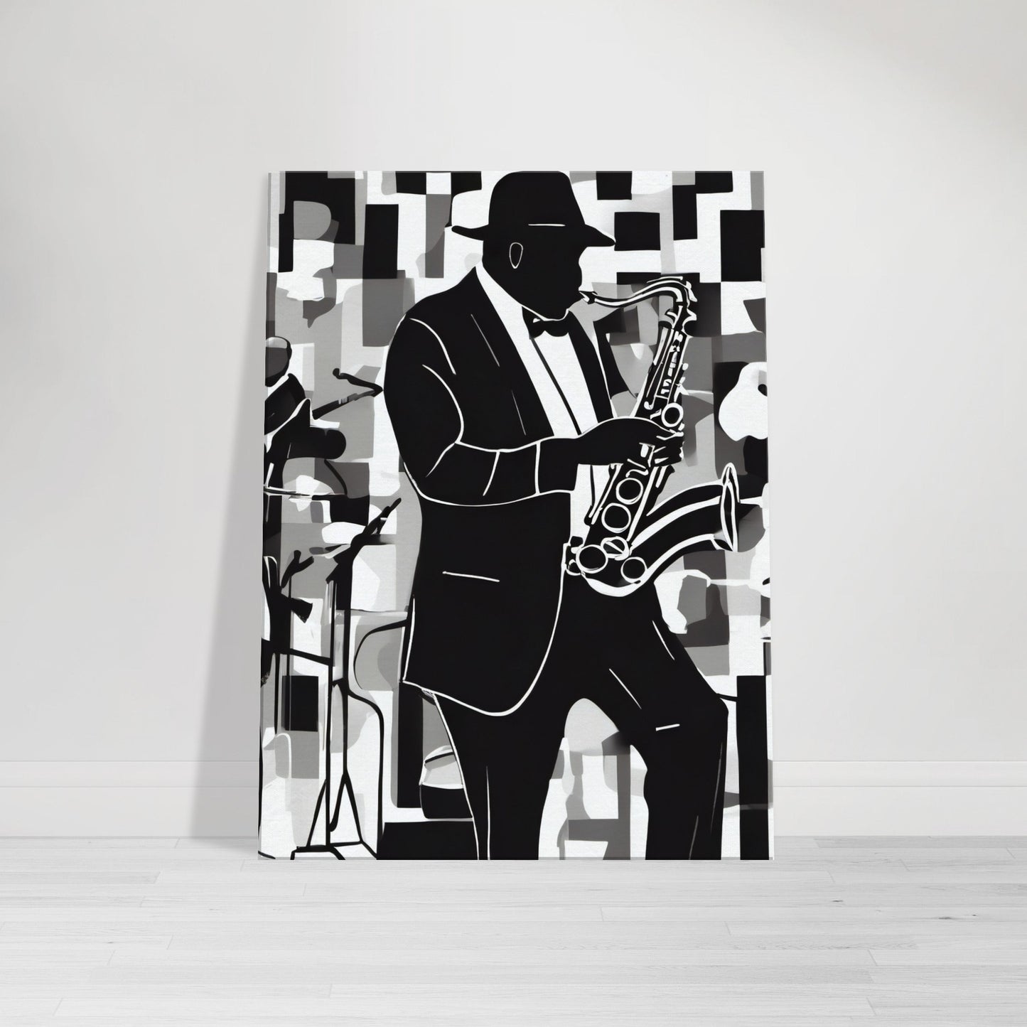 tableau de jazz en noir et blanc