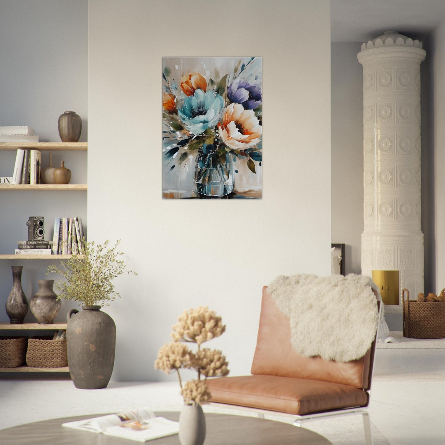 tableau fleurs modernes dans la salon