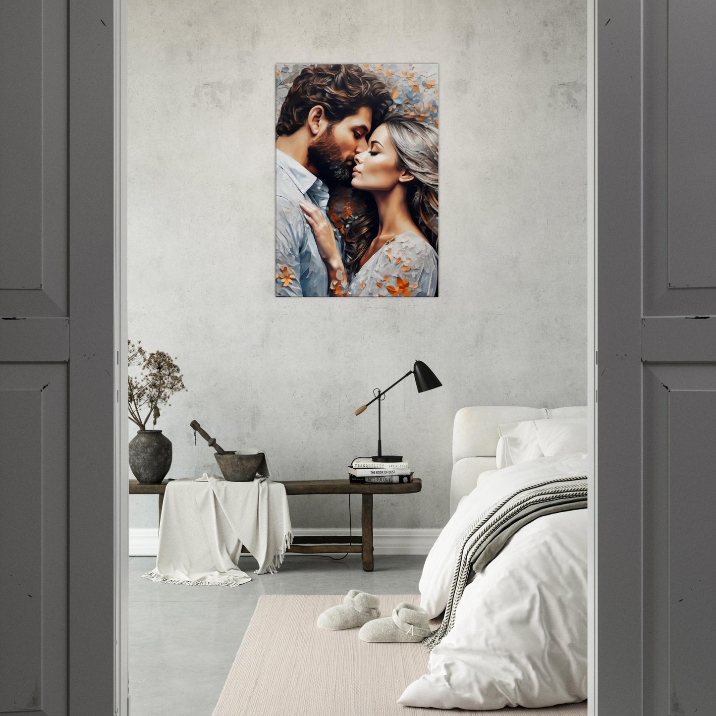 tableau design d'un couple d'amoureux dans la chambre