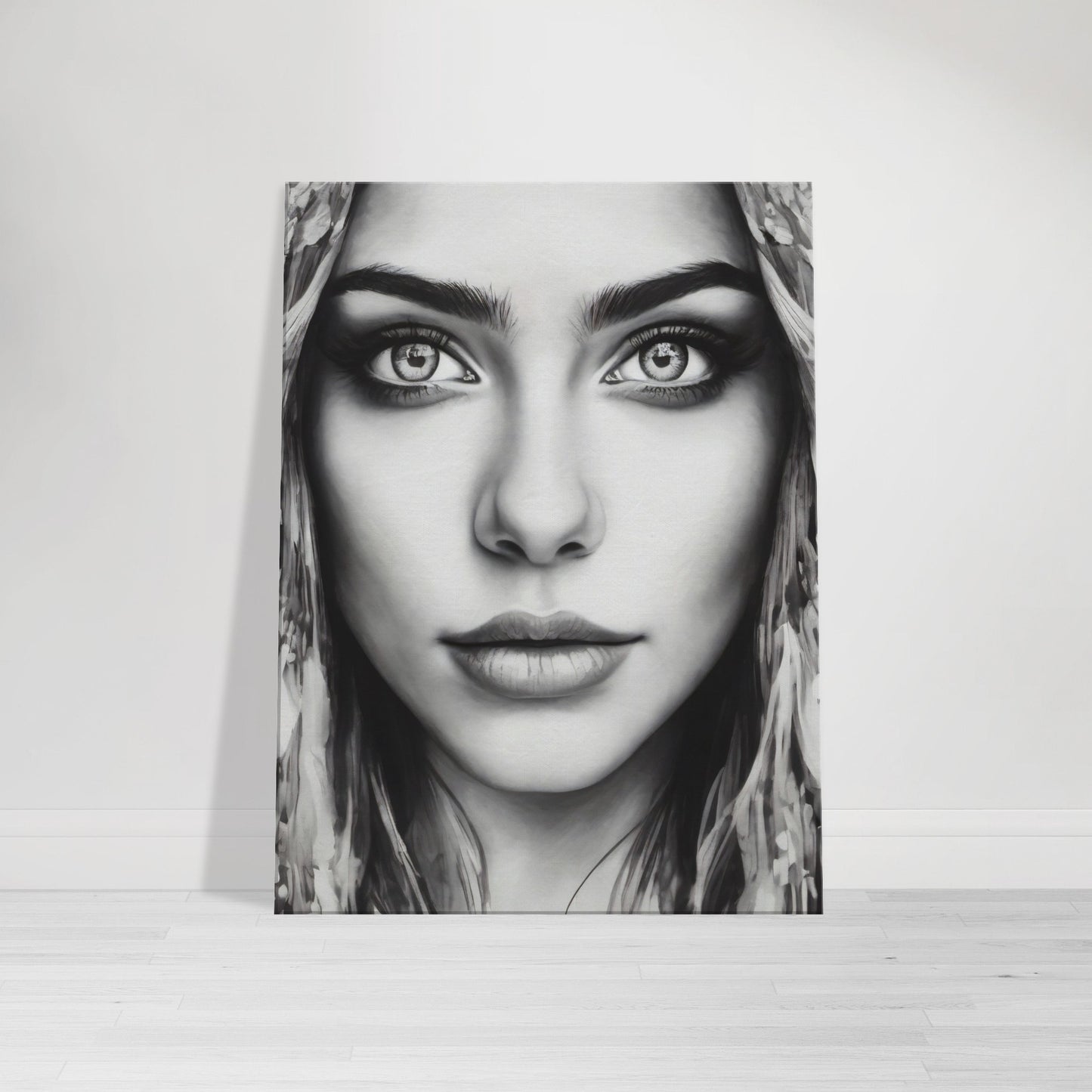 tableau visage femme noir et blanc