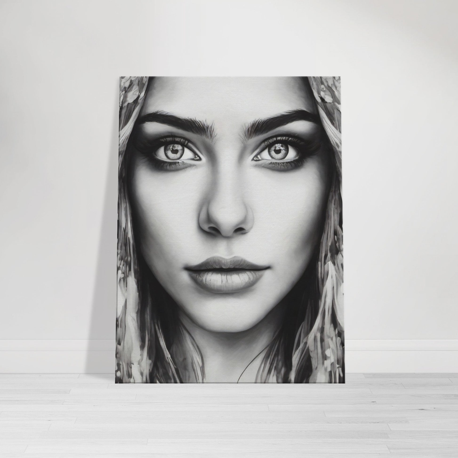 tableau visage femme noir et blanc