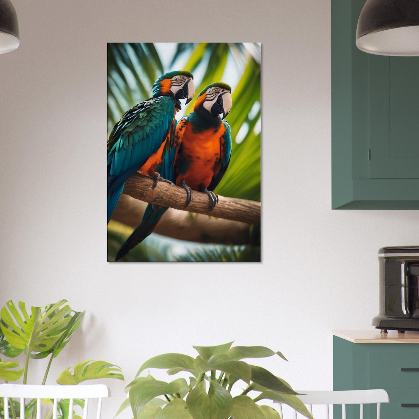 tableau d'oiseaux exotiques dans le salon