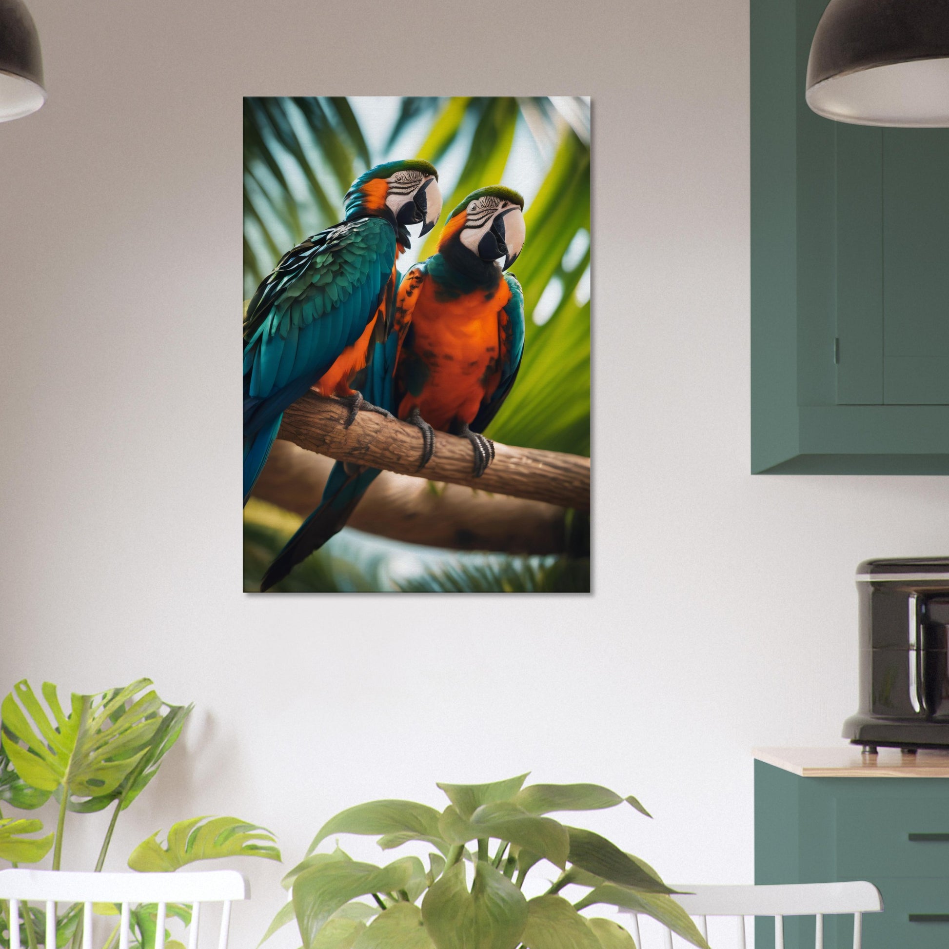 tableau d'oiseaux exotiques dans le salon