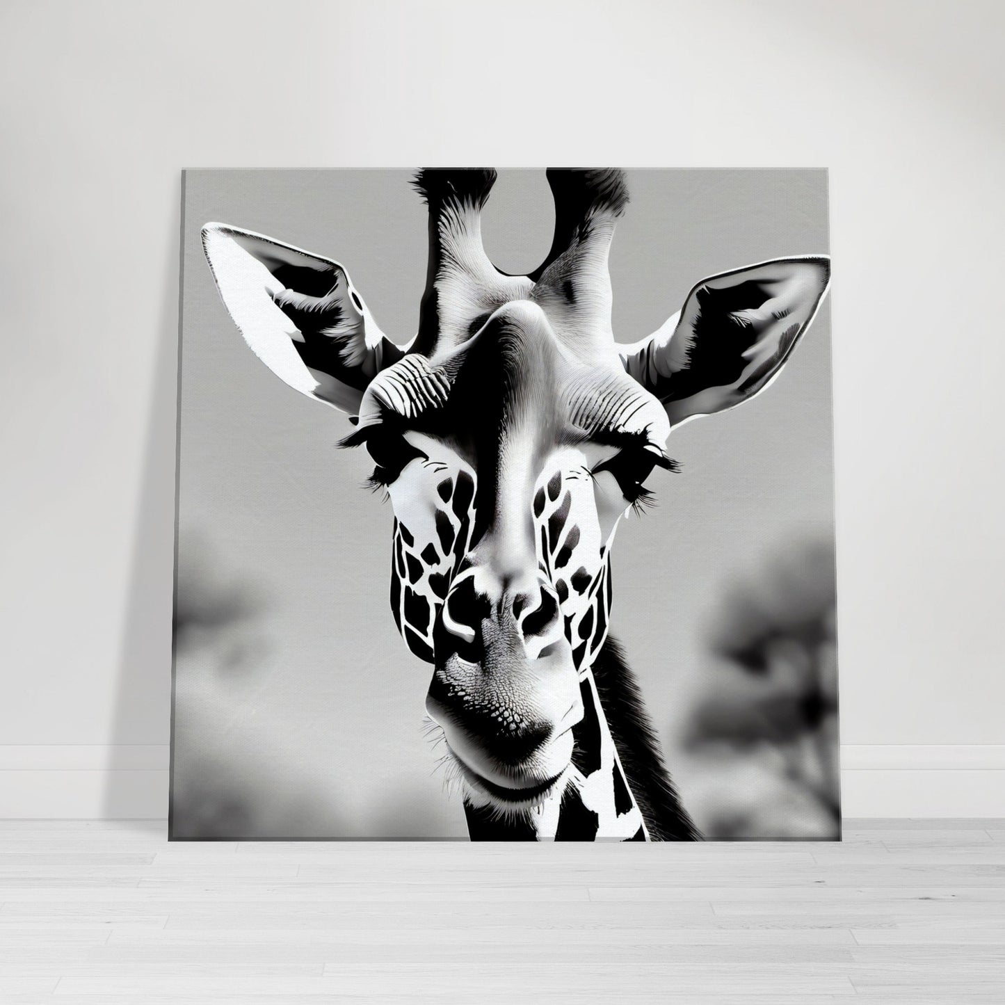 tableau de girafe en noir et blanc