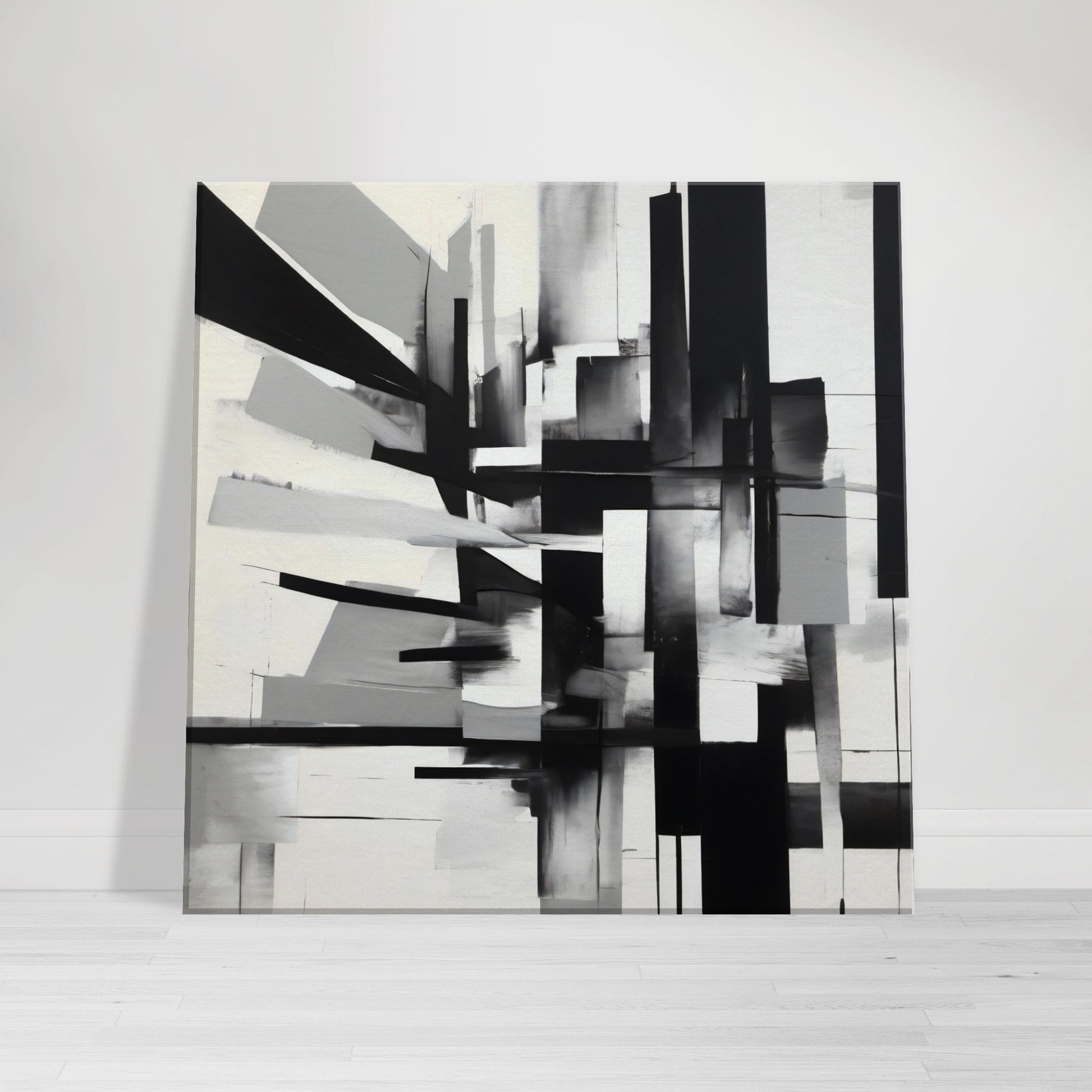 tableau abstrait contemporain en noir et blanc