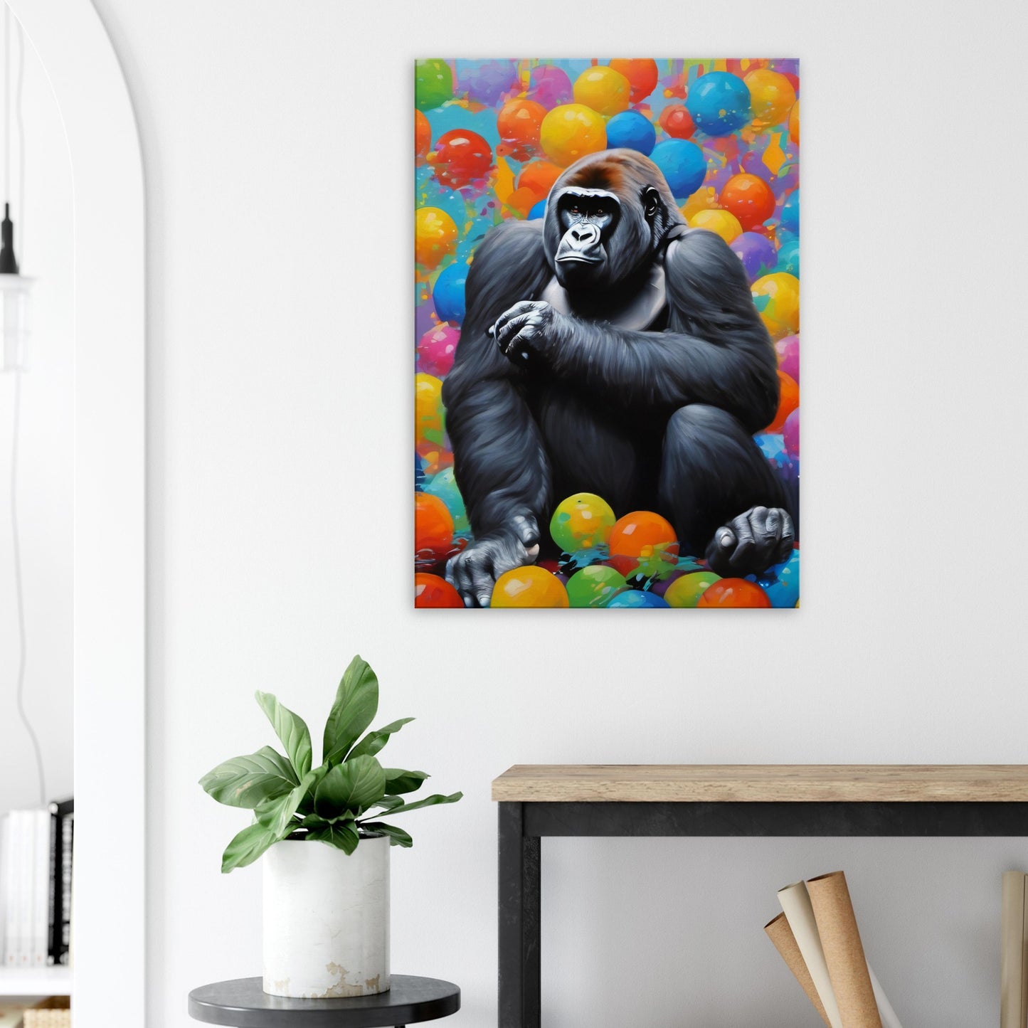 tableau gorille street art dans le salon