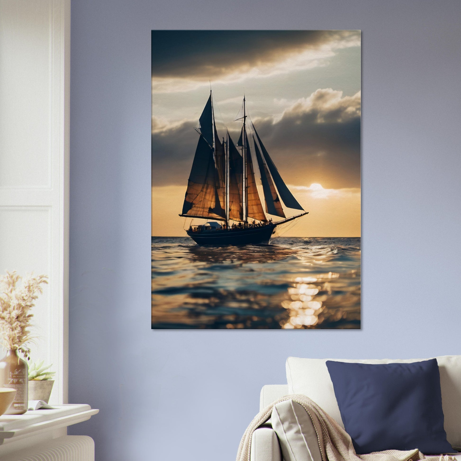 tableau bateau voilier en mer dans la salle a manger