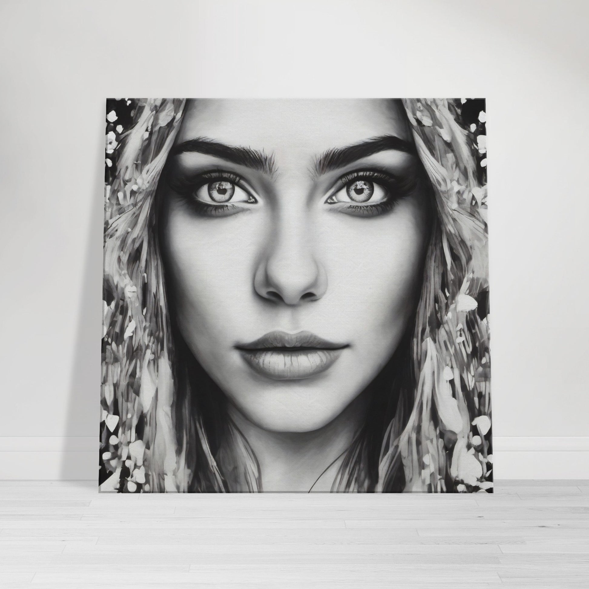 tableau visage femme noir et blanc