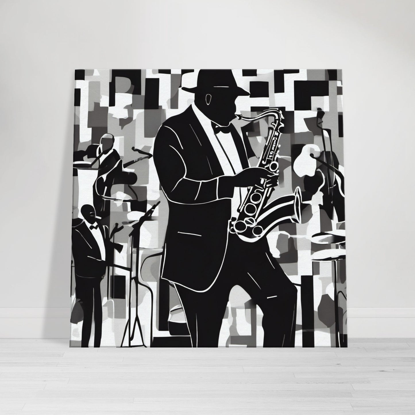 tableau de jazz en noir et blanc