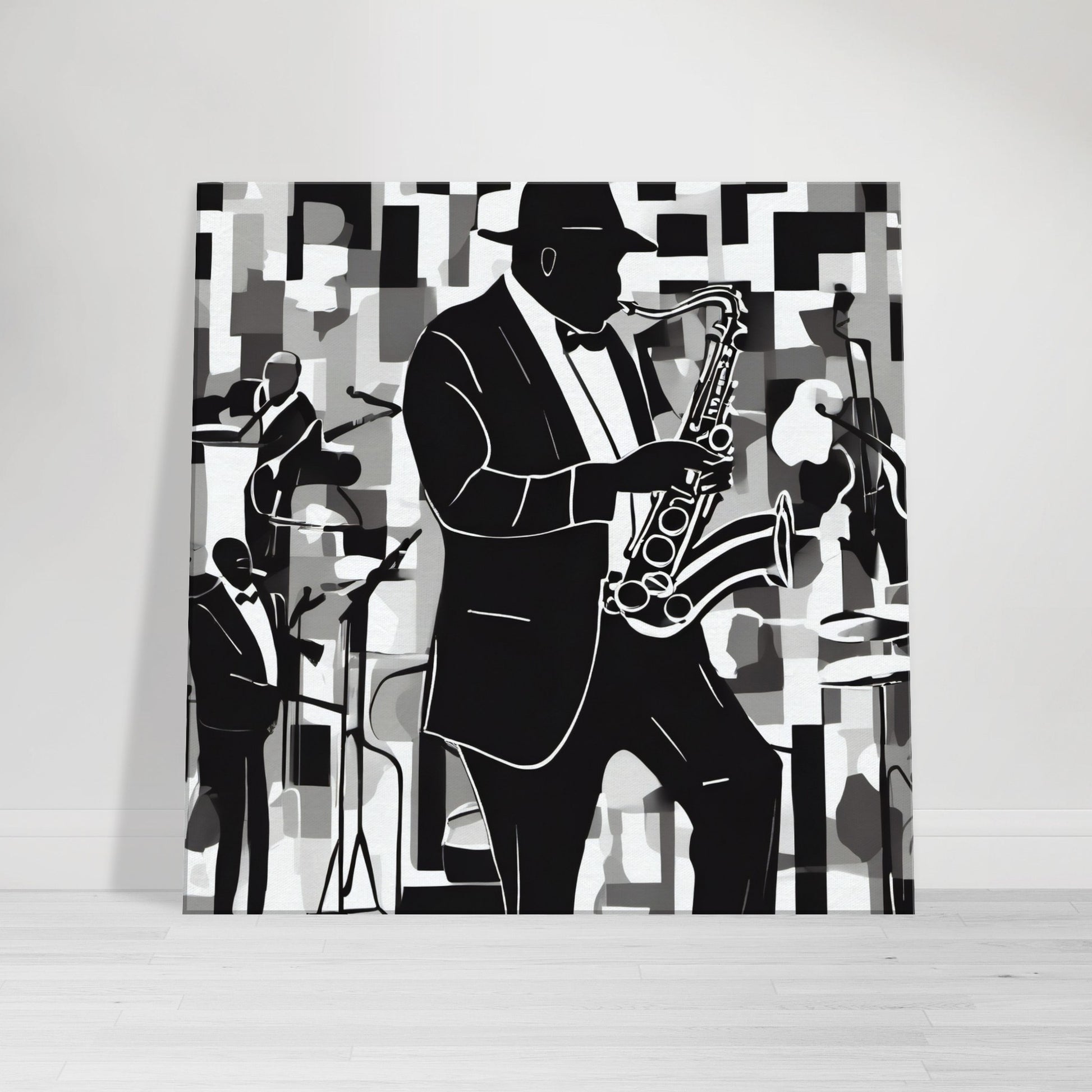tableau de jazz en noir et blanc