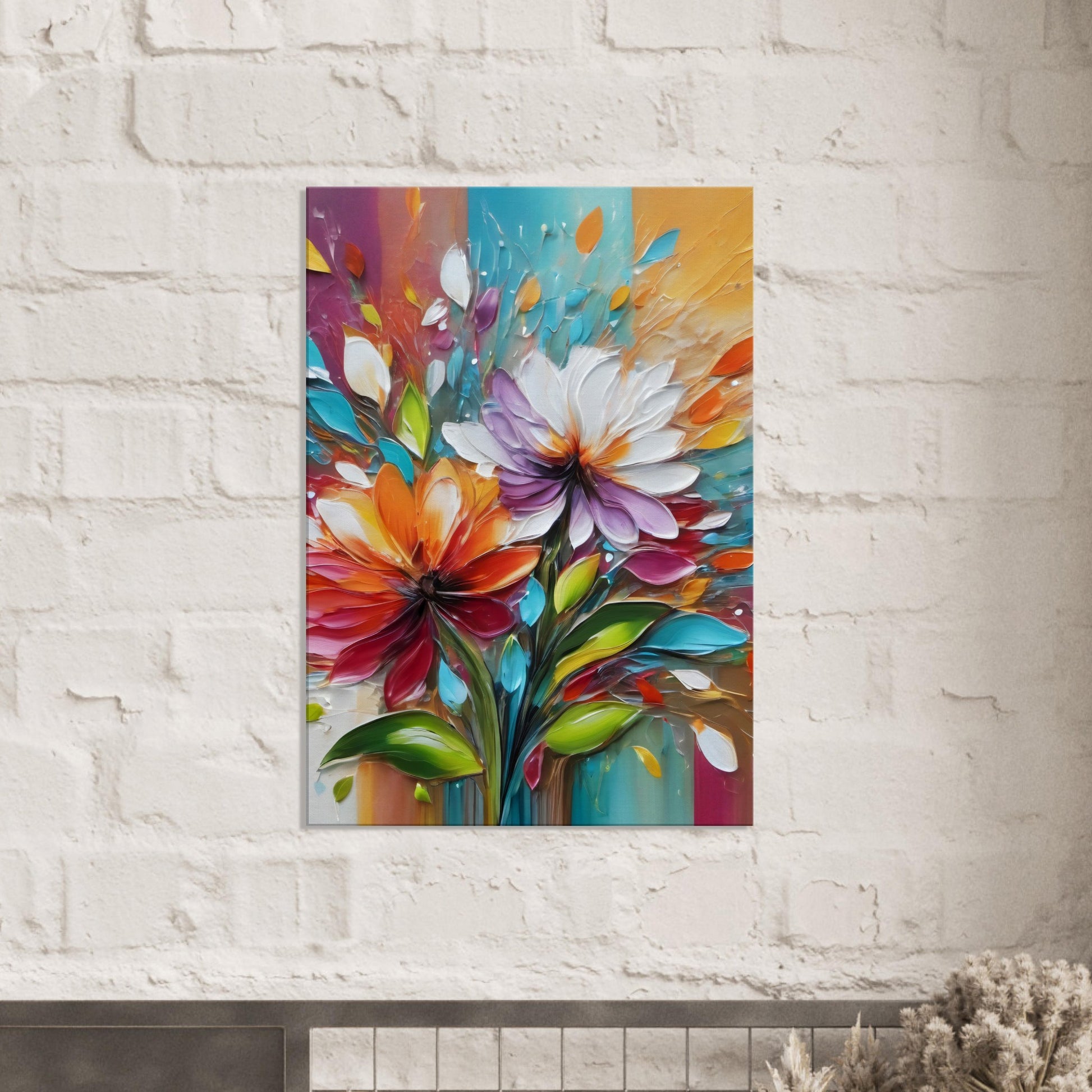 Tableau de fleurs en peinture en decoration