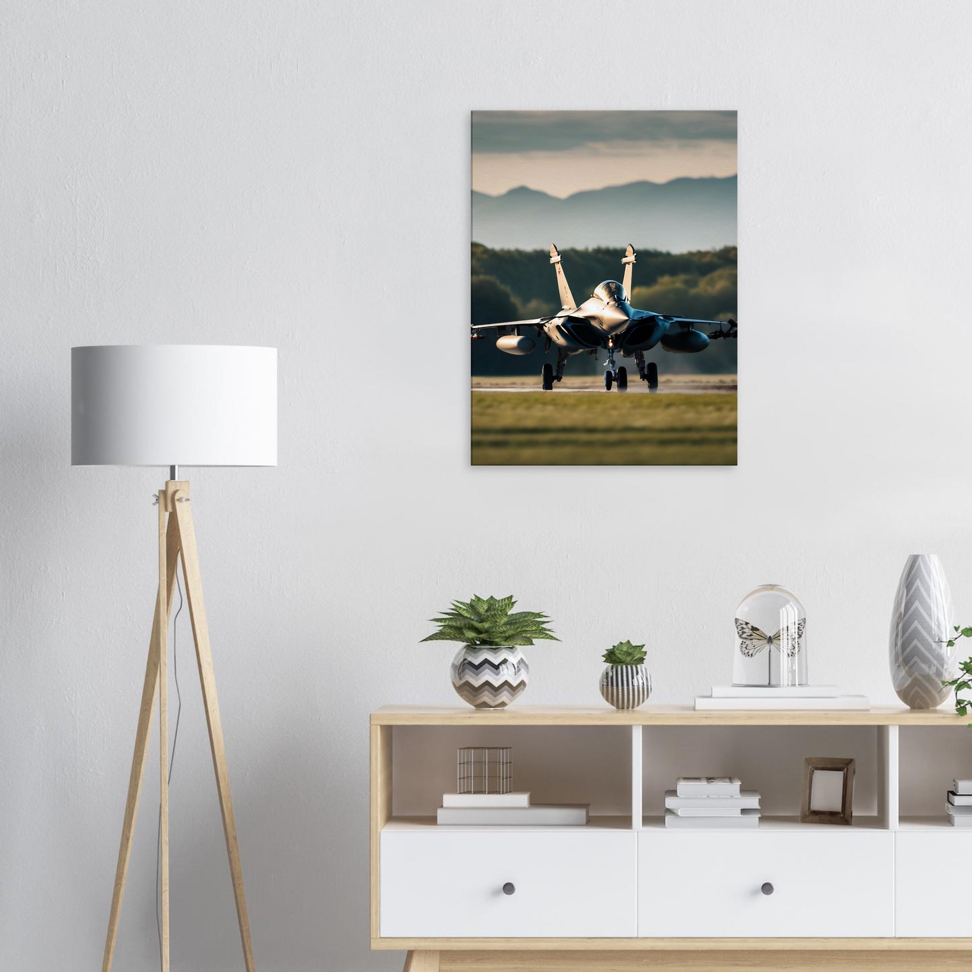 tableau avion de chasse dans le salon