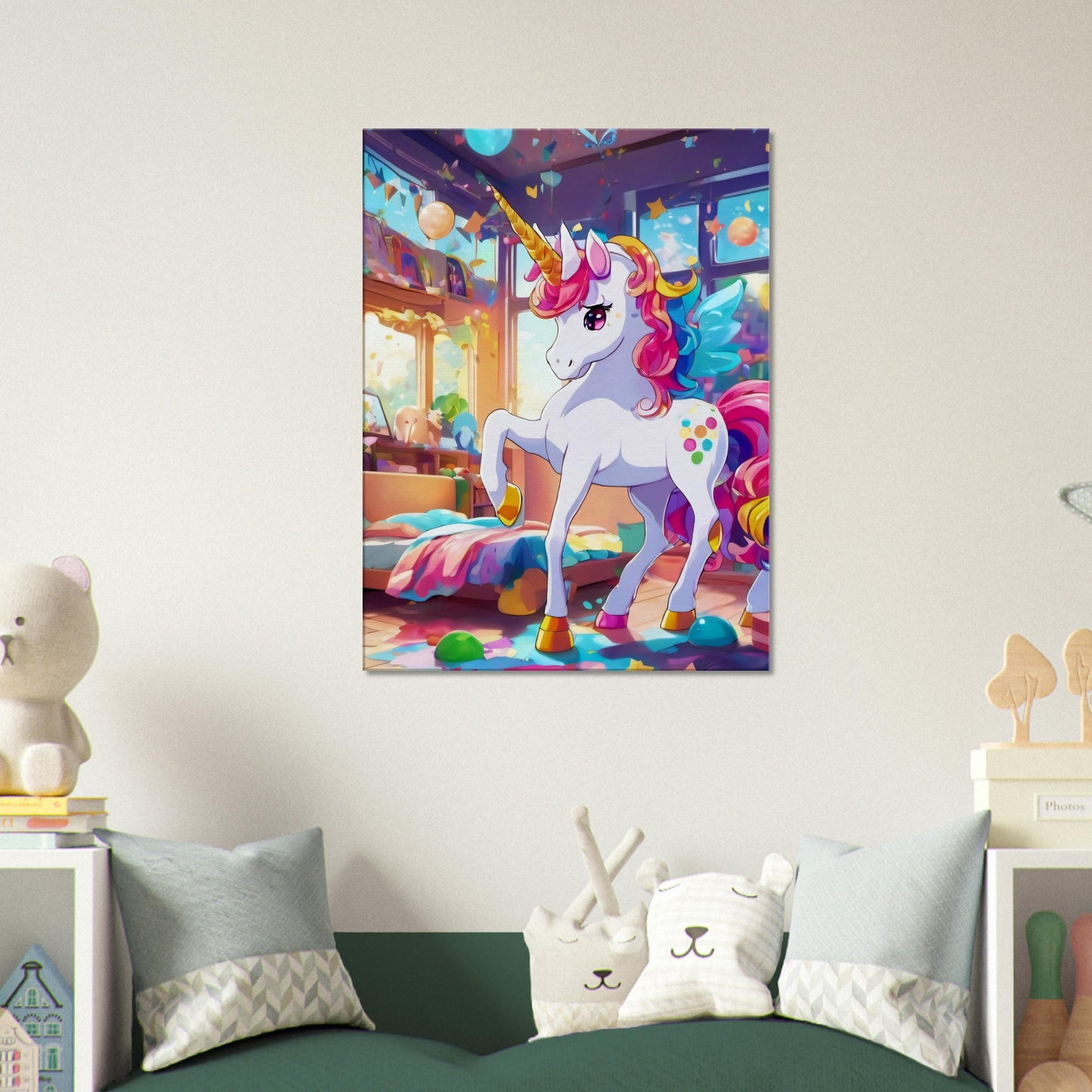 tableau licorne dans la chambre d'un enfant