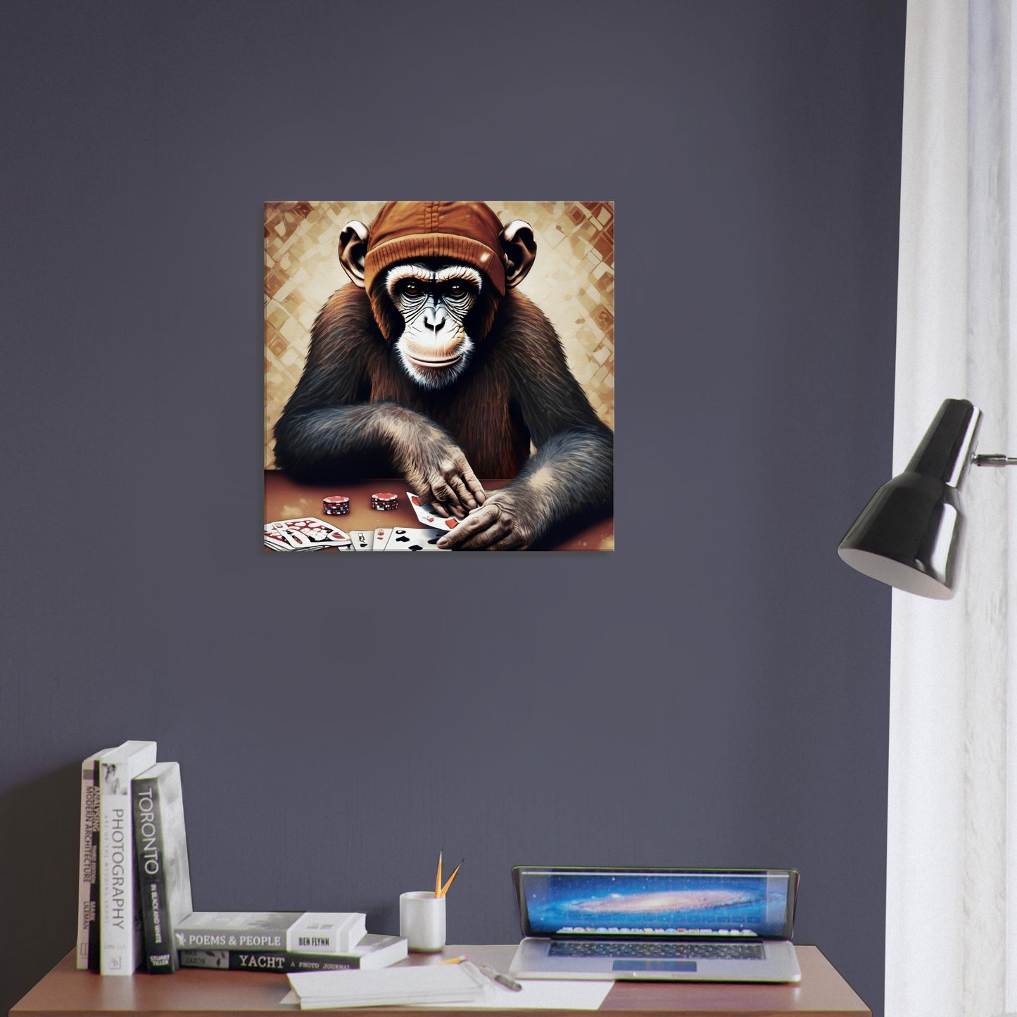 tableau singe poker bureau