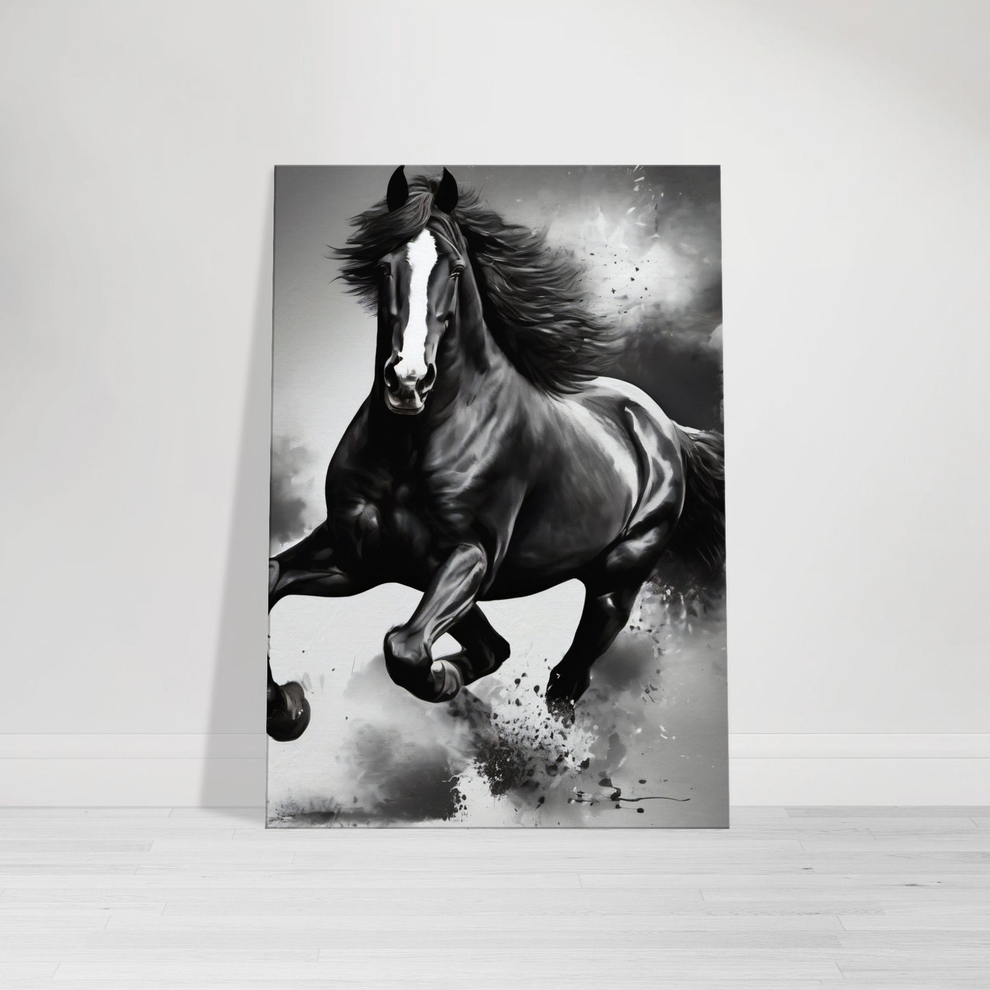 tableau cheval en noir et blanc