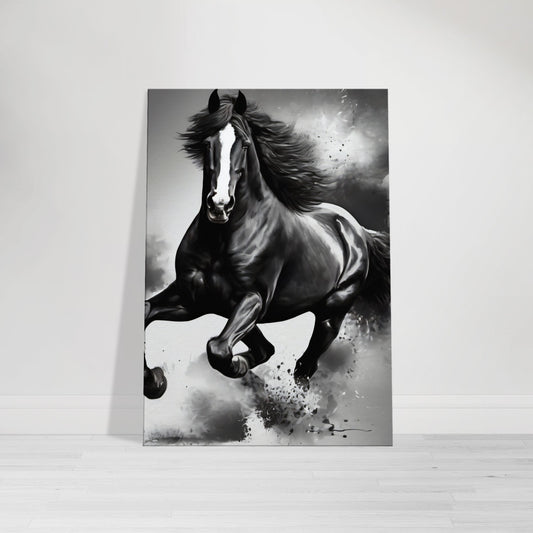 tableau cheval en noir et blanc