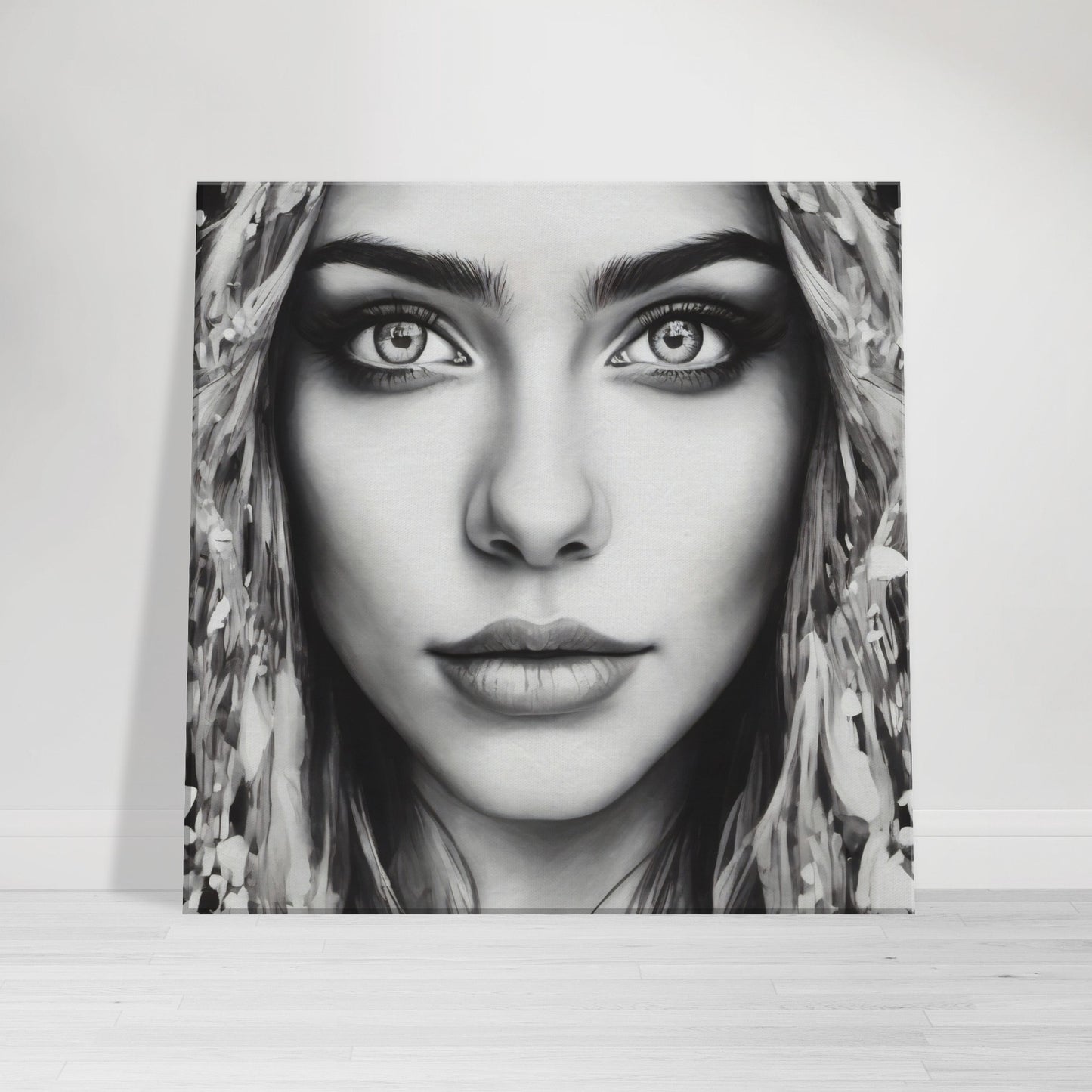 tableau visage femme noir et blanc