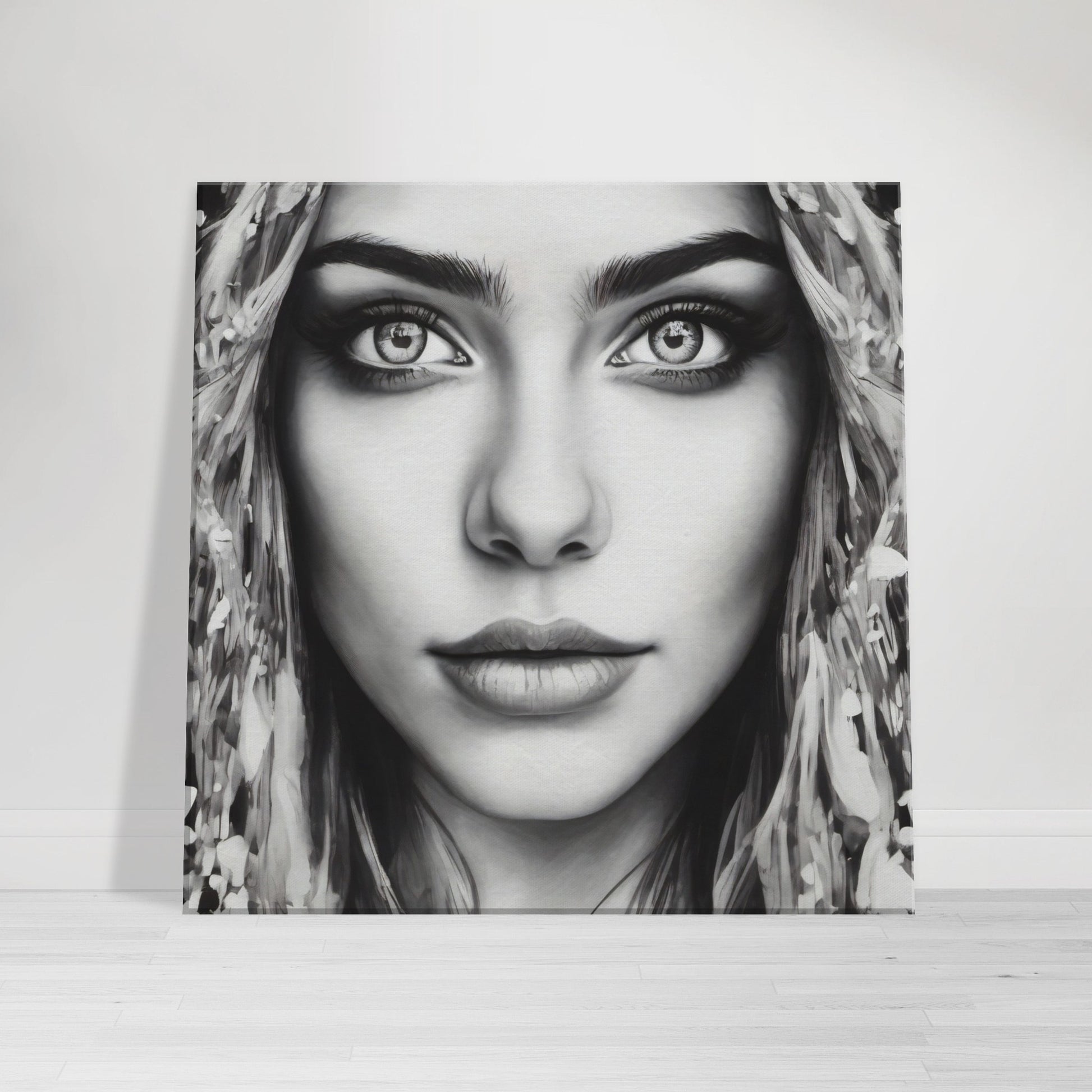 tableau visage femme noir et blanc