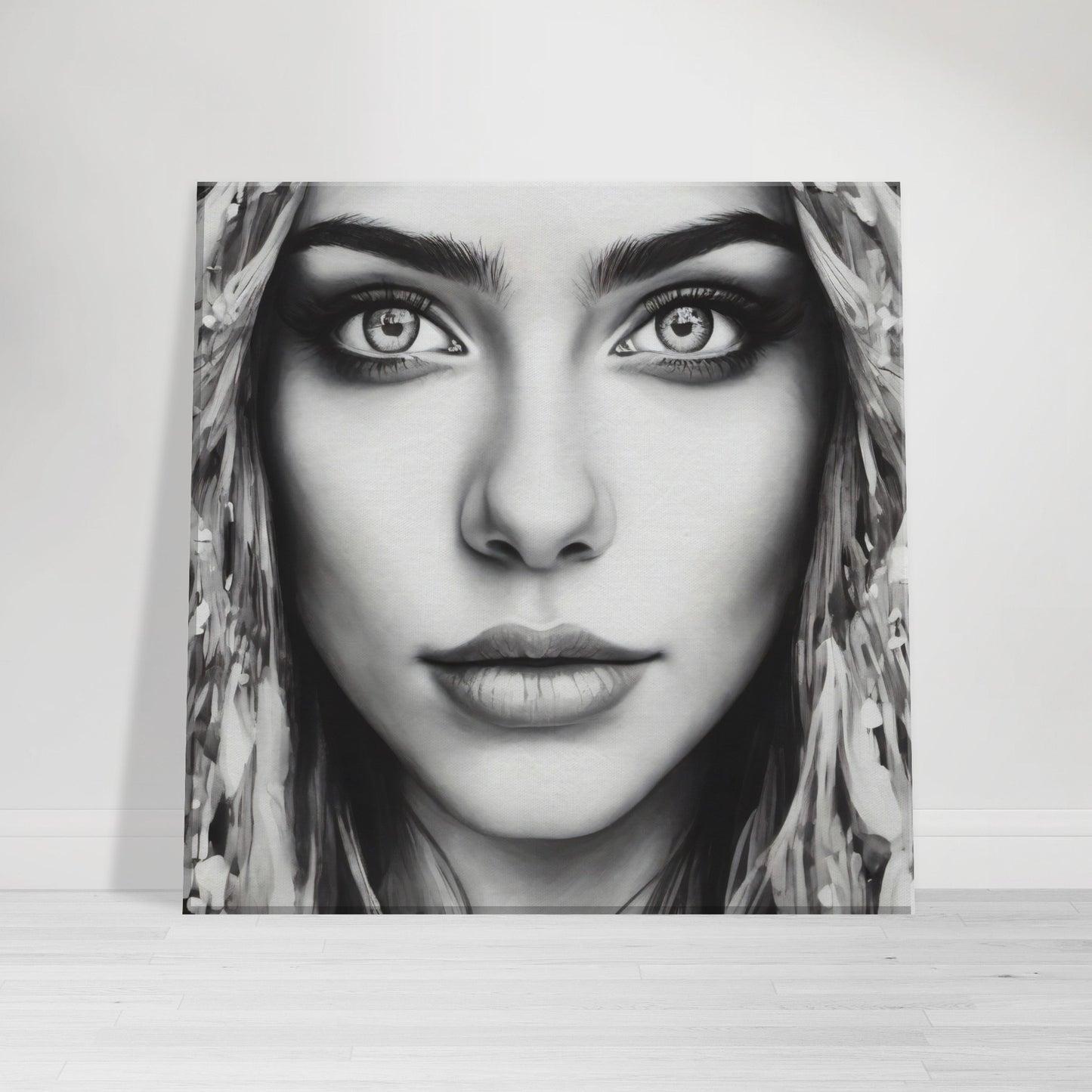 tableau visage femme noir et blanc