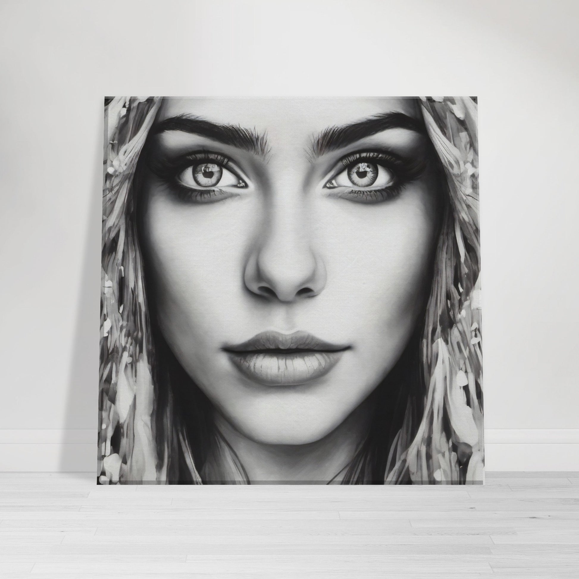 tableau visage femme noir et blanc