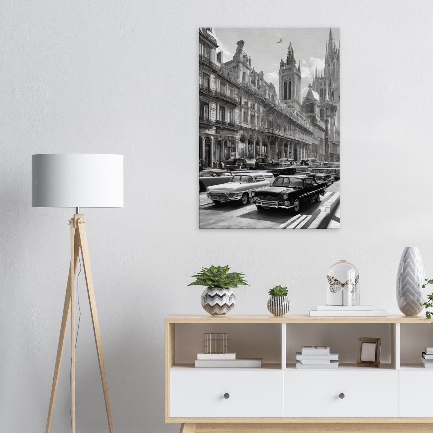 Tableau vintage en noir et blanc salon