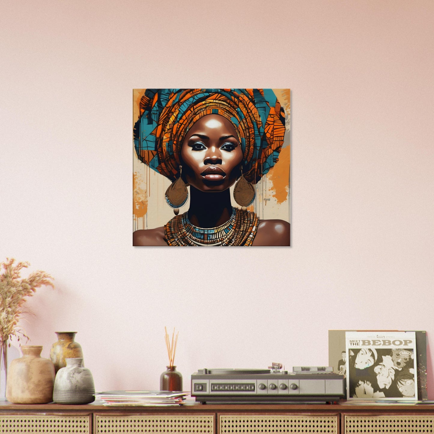 tableau afrique femme dans le salon