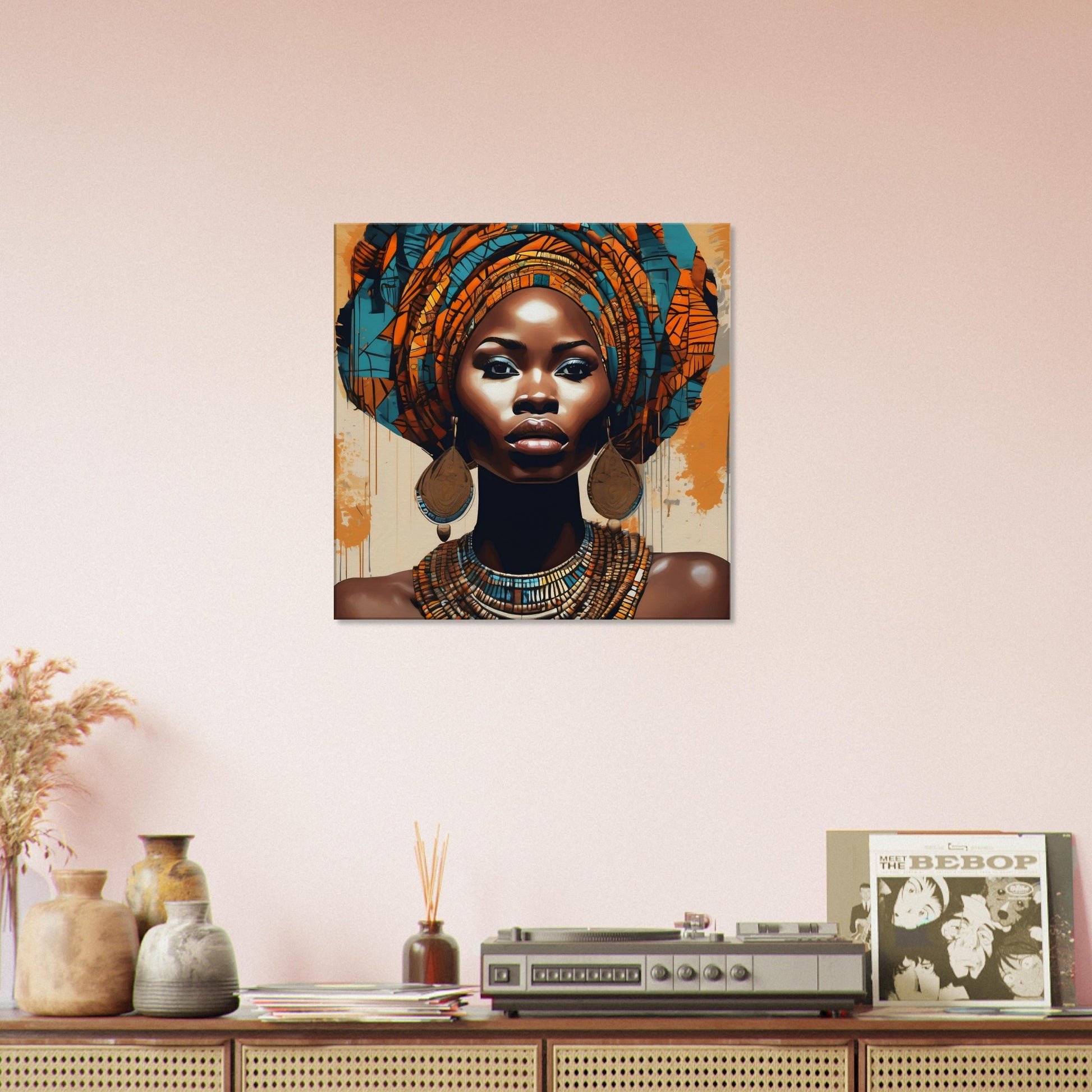 tableau afrique femme dans le salon