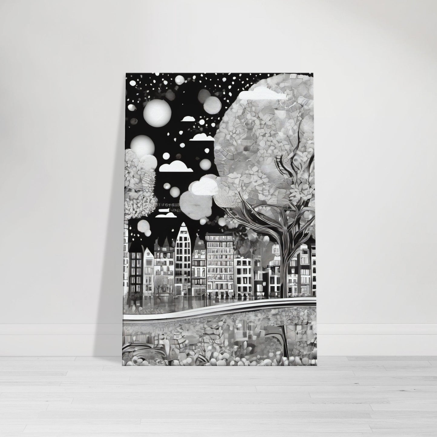 tableau design ville noir et blanc