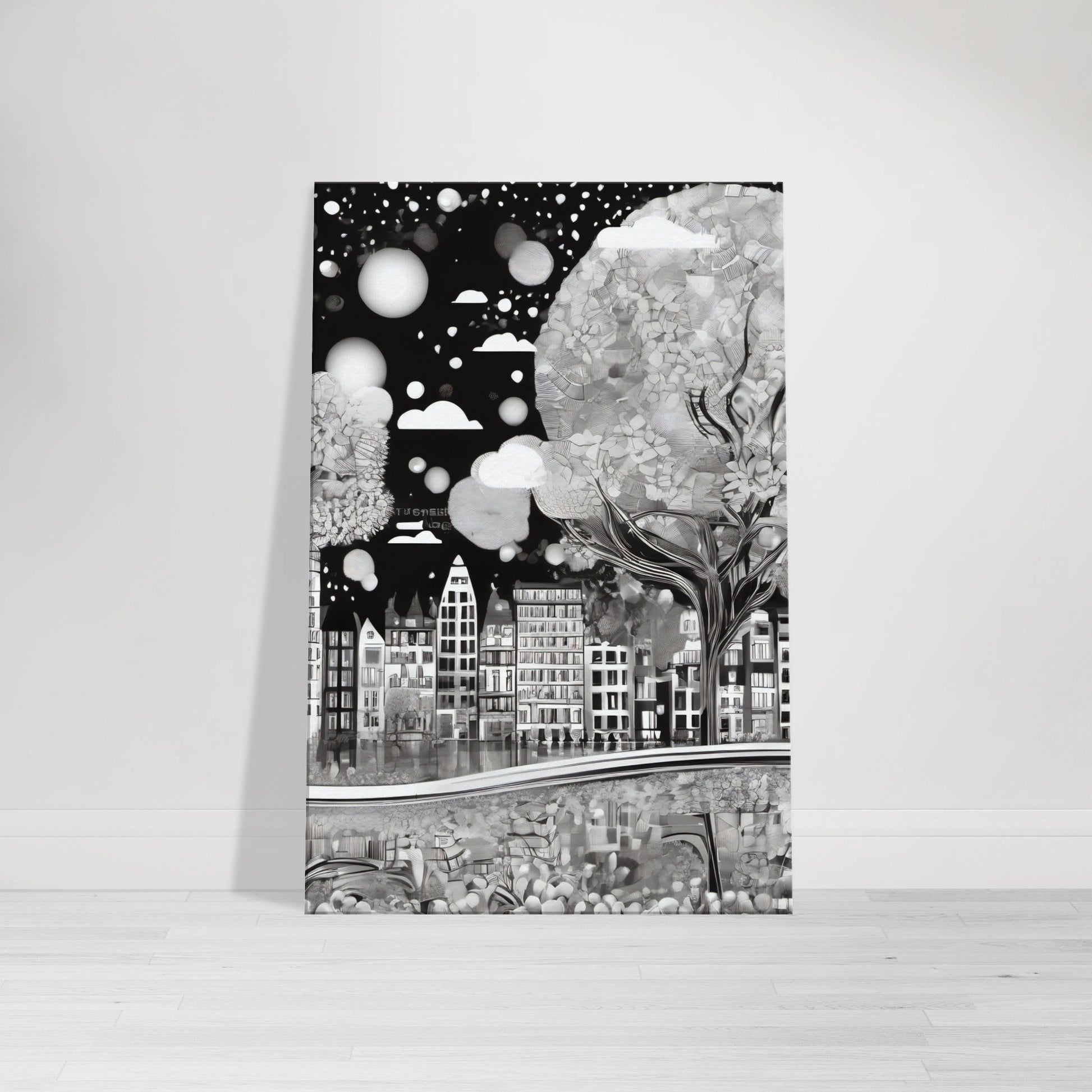 tableau design ville noir et blanc