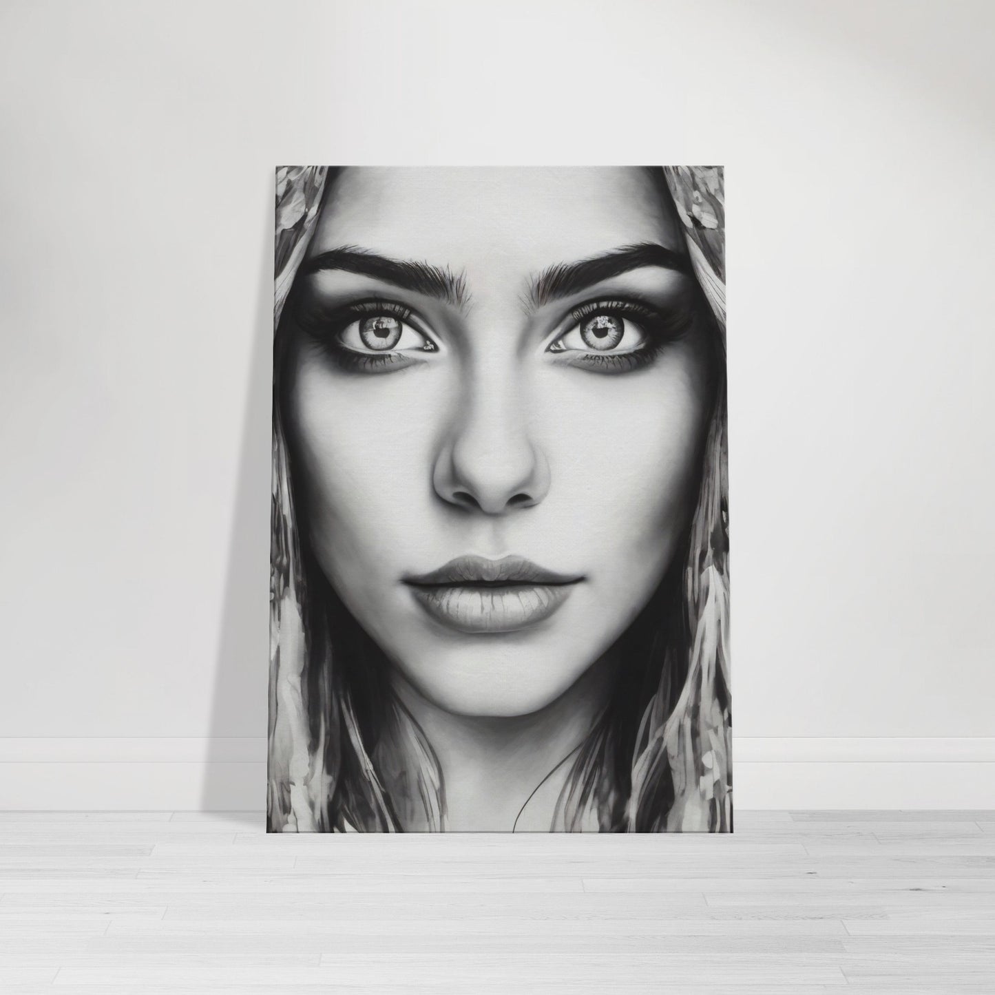 tableau visage femme noir et blanc
