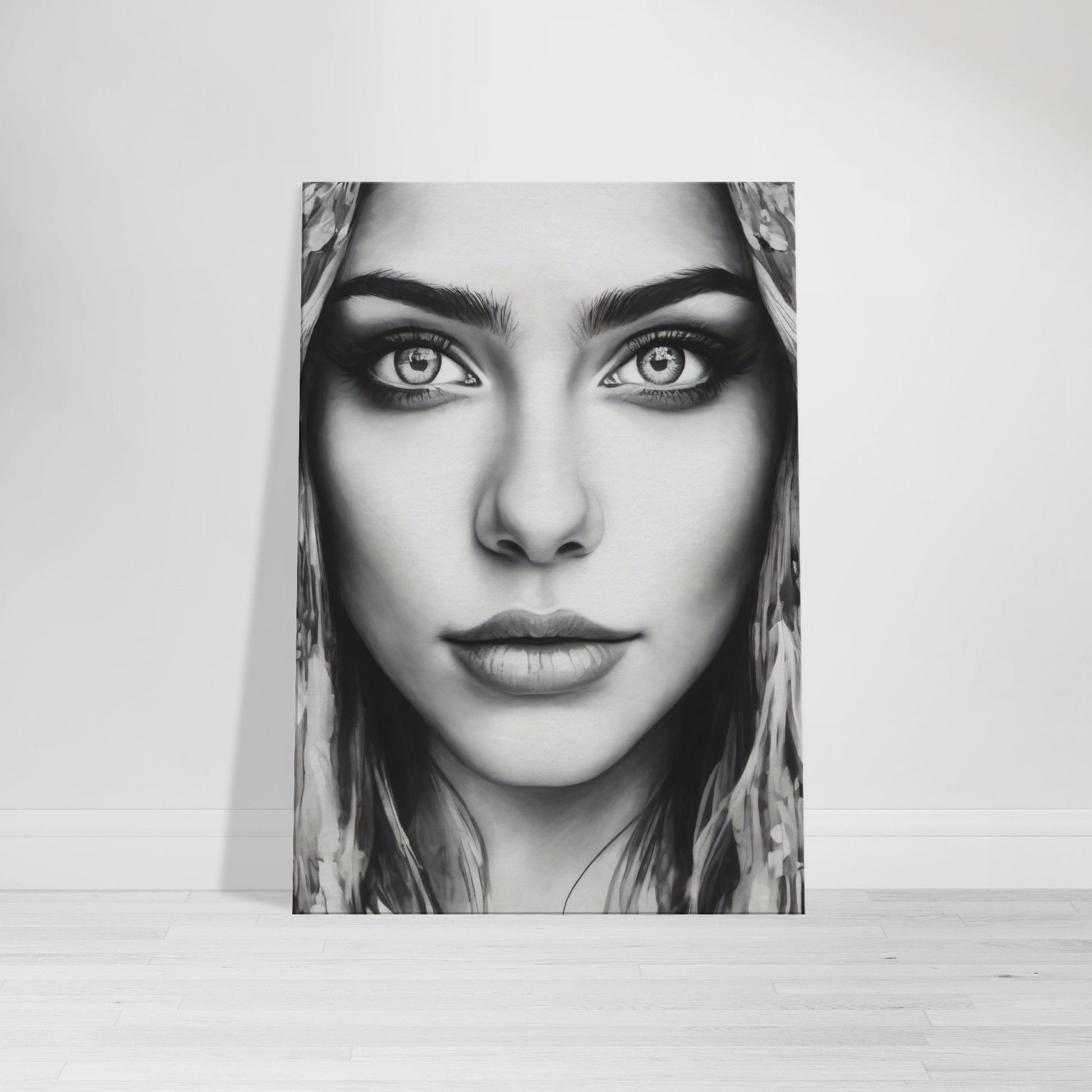 tableau visage femme noir et blanc